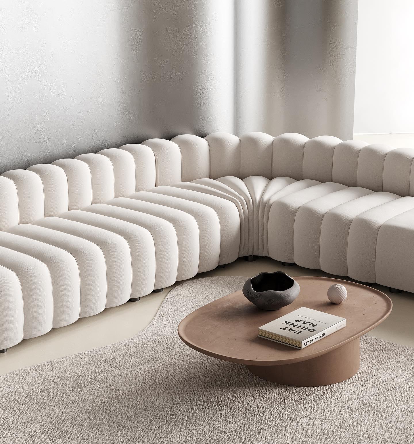 Sofa modułowa duża STUDIO boucle kremowy NORR11 Eye on Design