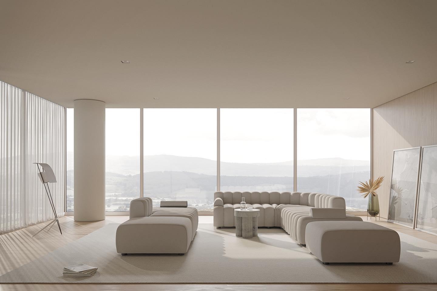 Sofa modułowa duża STUDIO boucle kremowy NORR11 Eye on Design