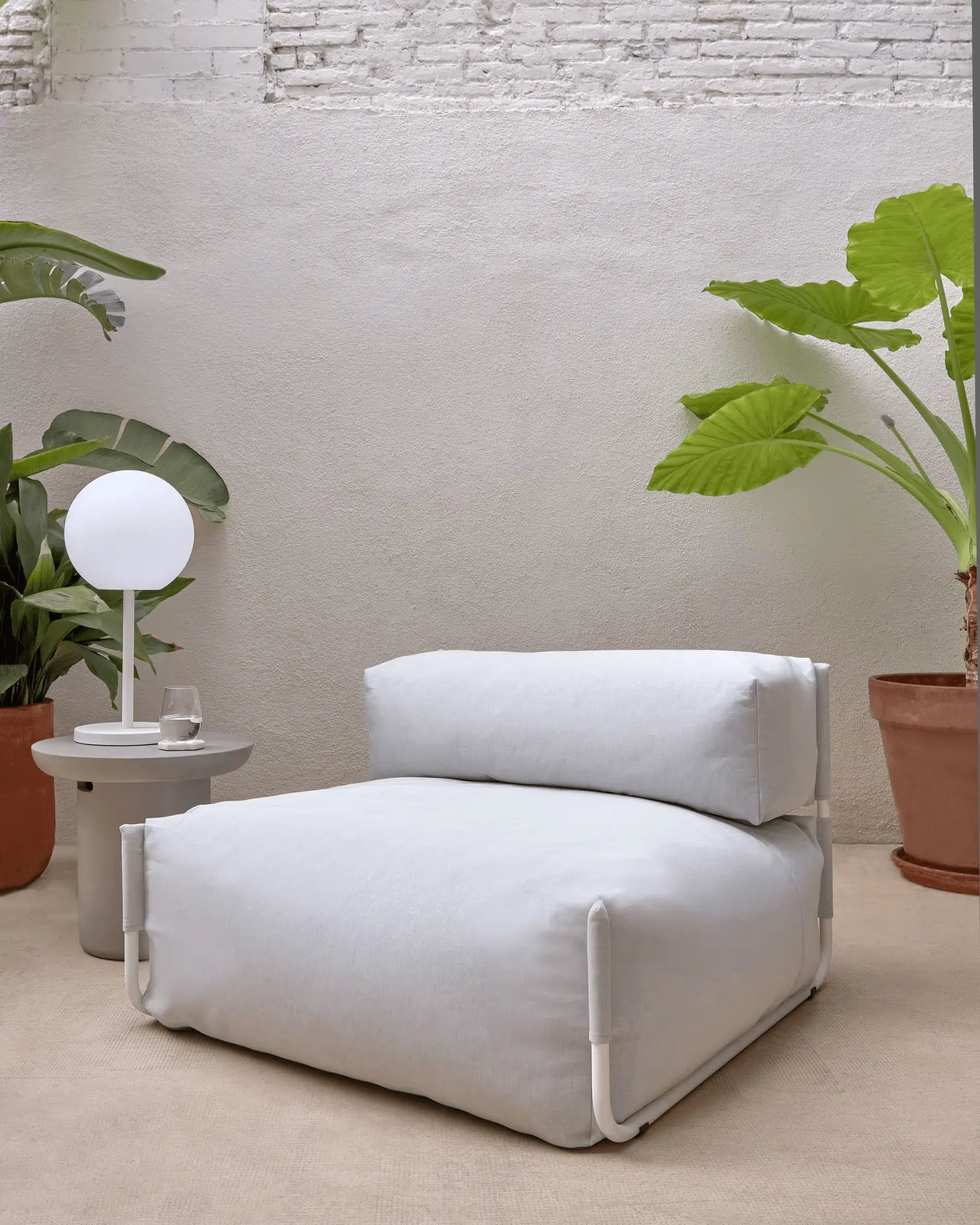 Sofa modułowa ogrodowa SQUARE - fotel jasnoszary, marka Kave Home
