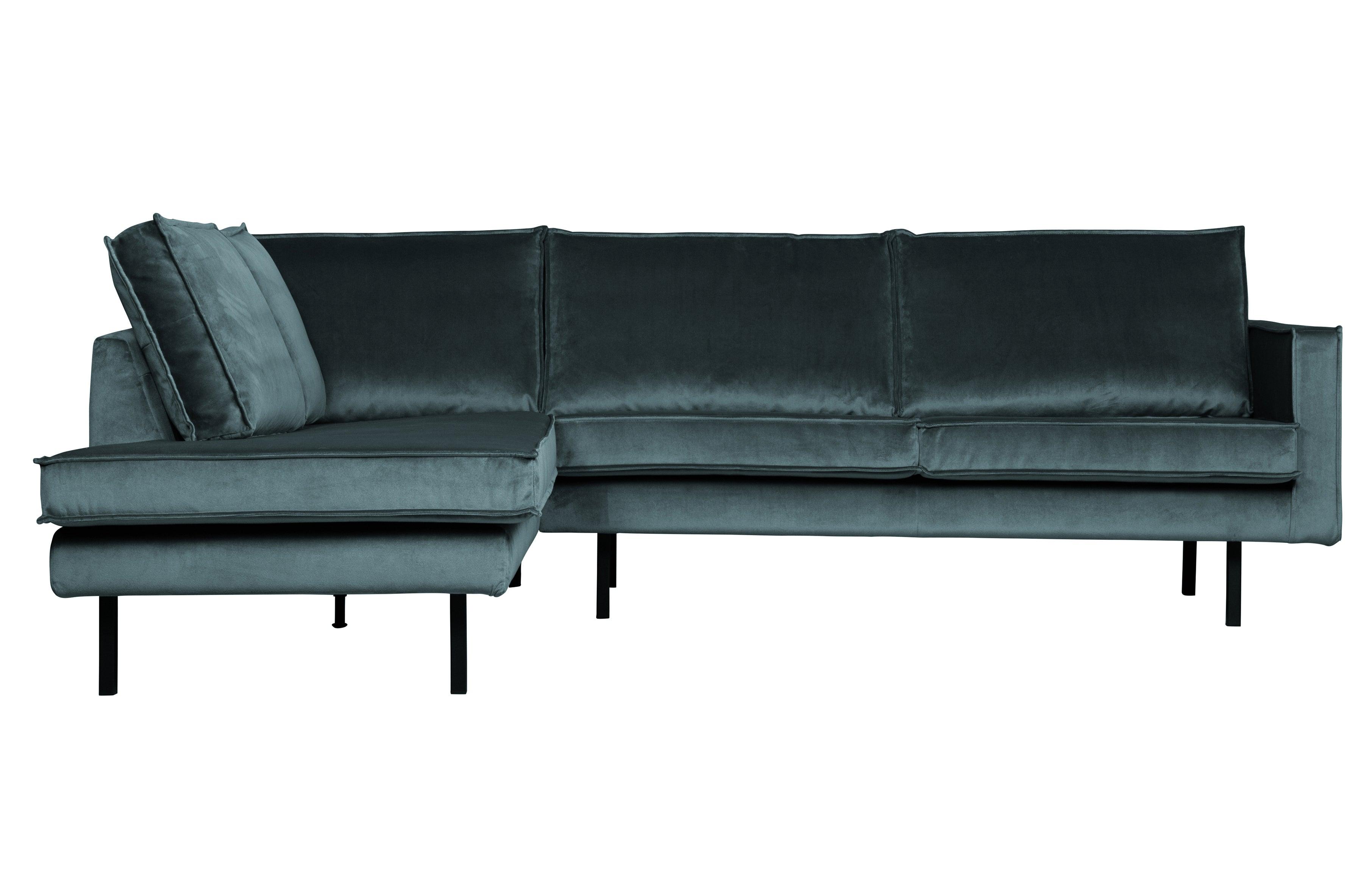Sofa narożna aksamitna lewostronna RODEO morski Be Pure Eye on Design