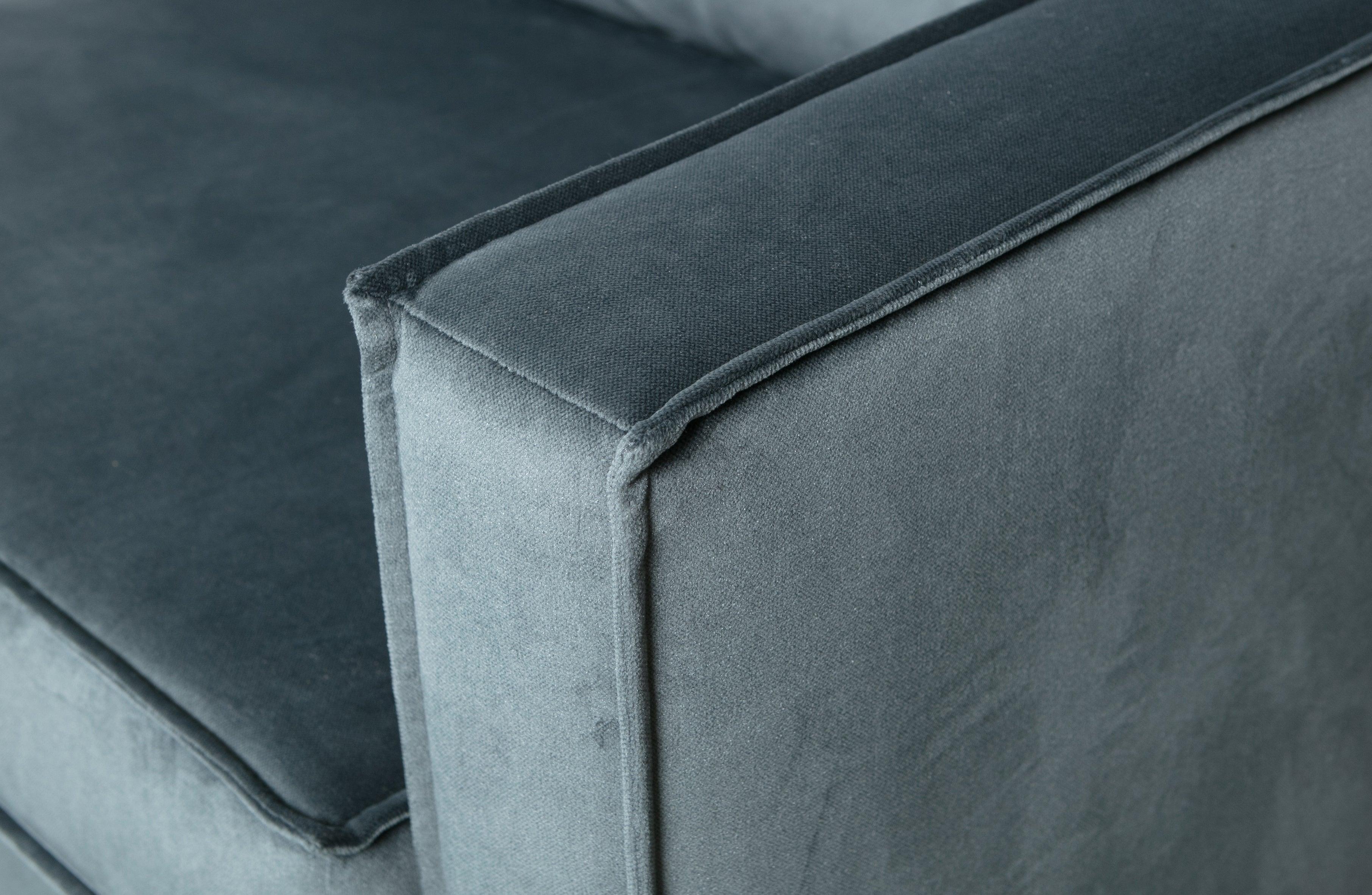 Sofa narożna aksamitna lewostronna RODEO morski Be Pure Eye on Design