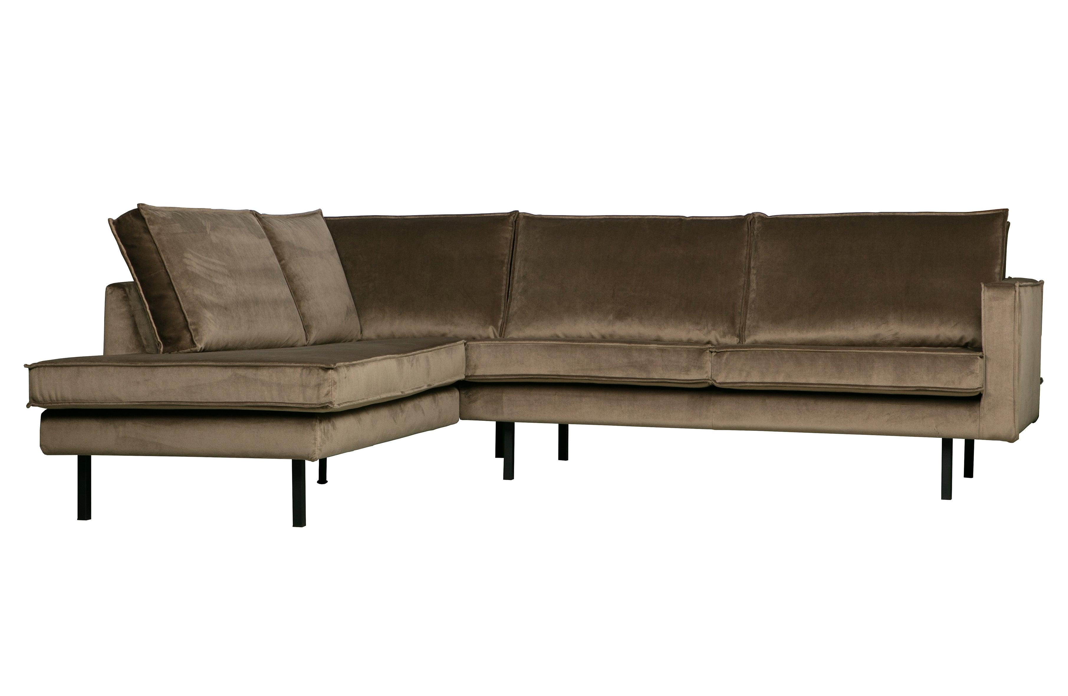 Sofa narożna aksamitna lewostronna RODEO taupe – Woood