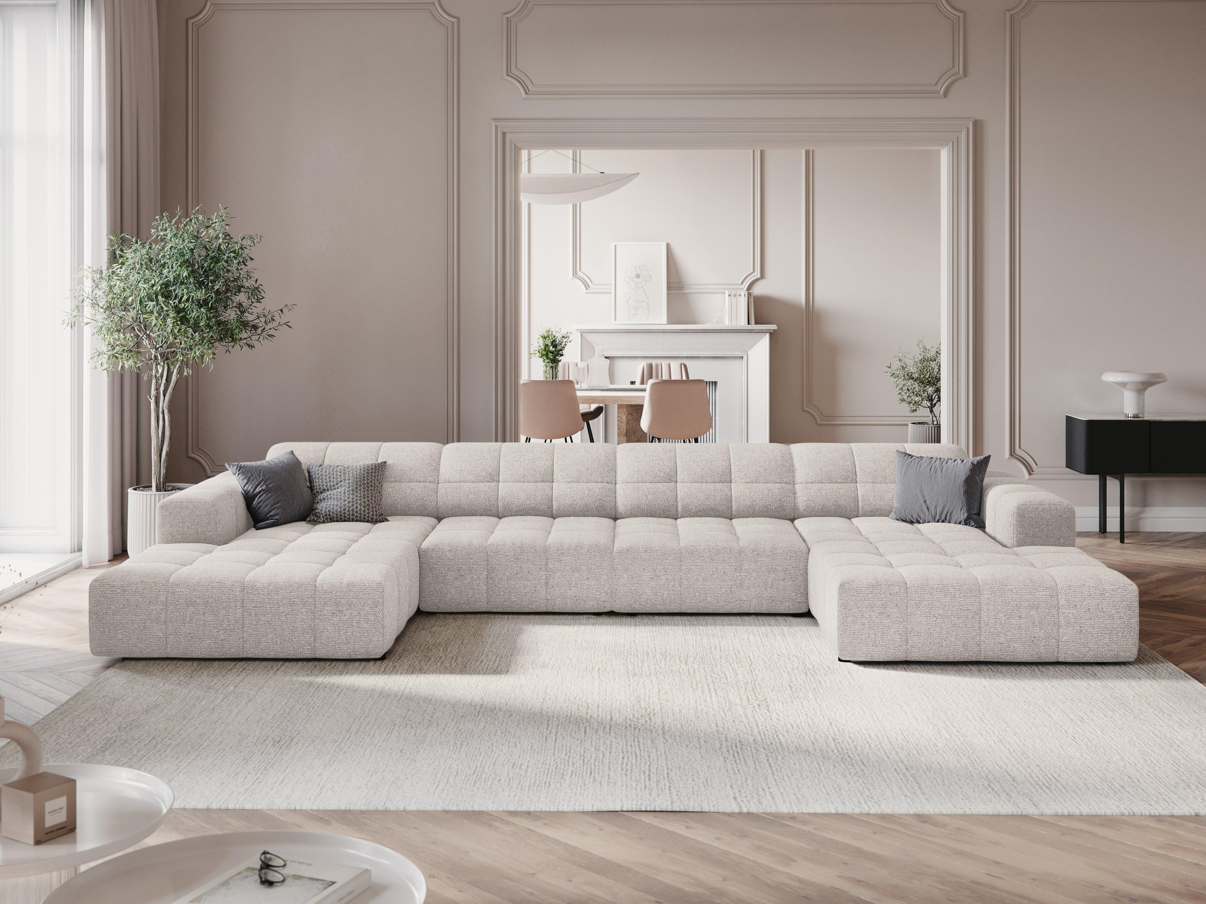 Sofa panoramiczna 6-osobowa CHICAGO jasnoszary szenil Cosmopolitan Design Eye on Design