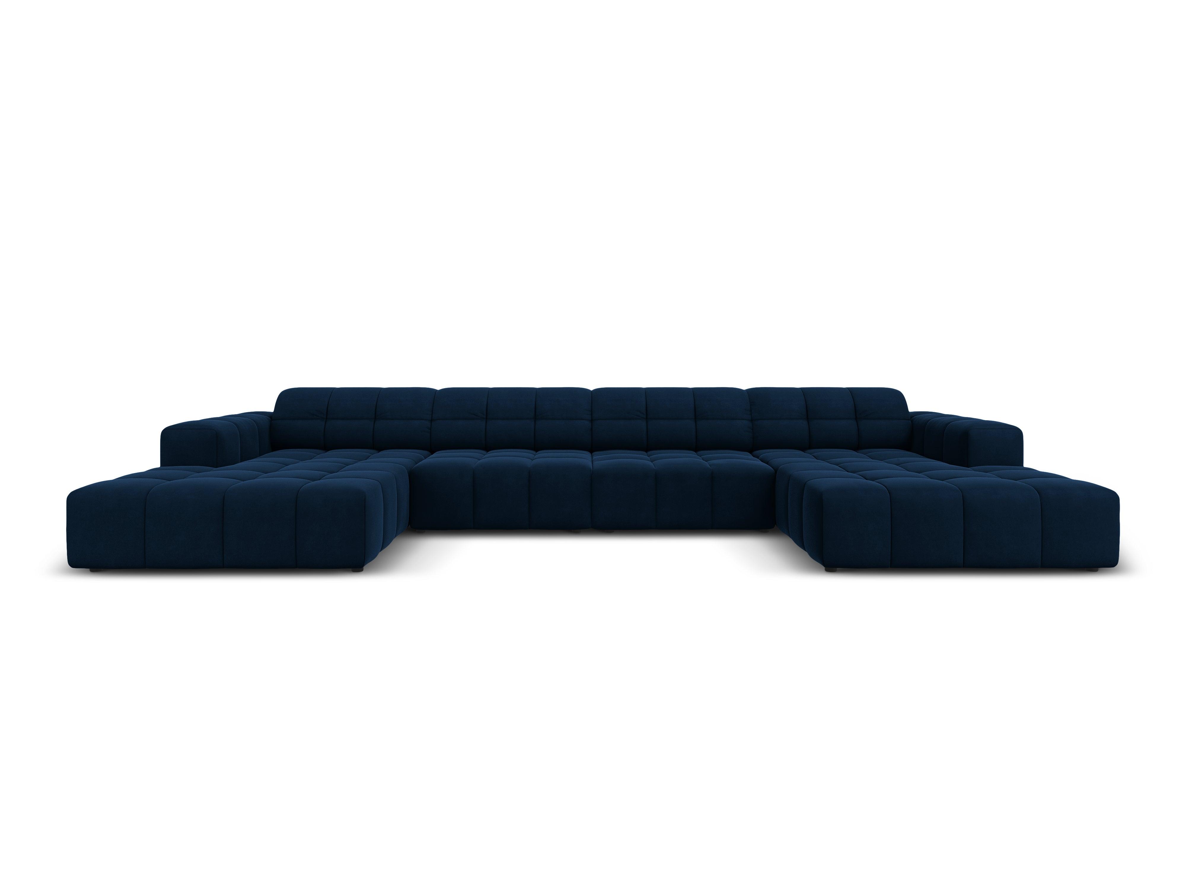 Sofa panoramiczna aksamitna 6-osobowa CHICAGO granat królewski Cosmopolitan Design Eye on Design