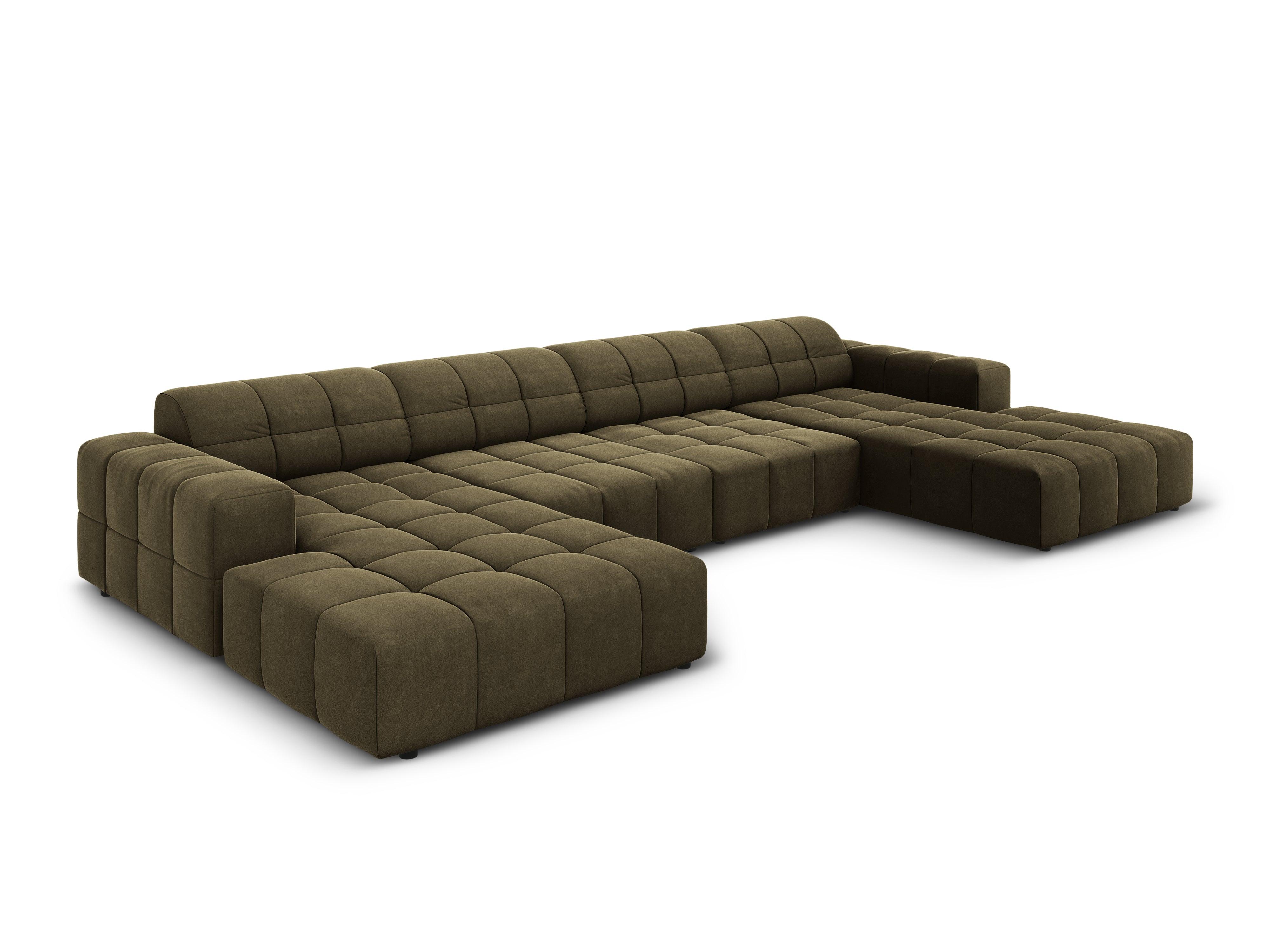 Sofa panoramiczna aksamitna 6-osobowa CHICAGO oliwkowy Cosmopolitan Design Eye on Design