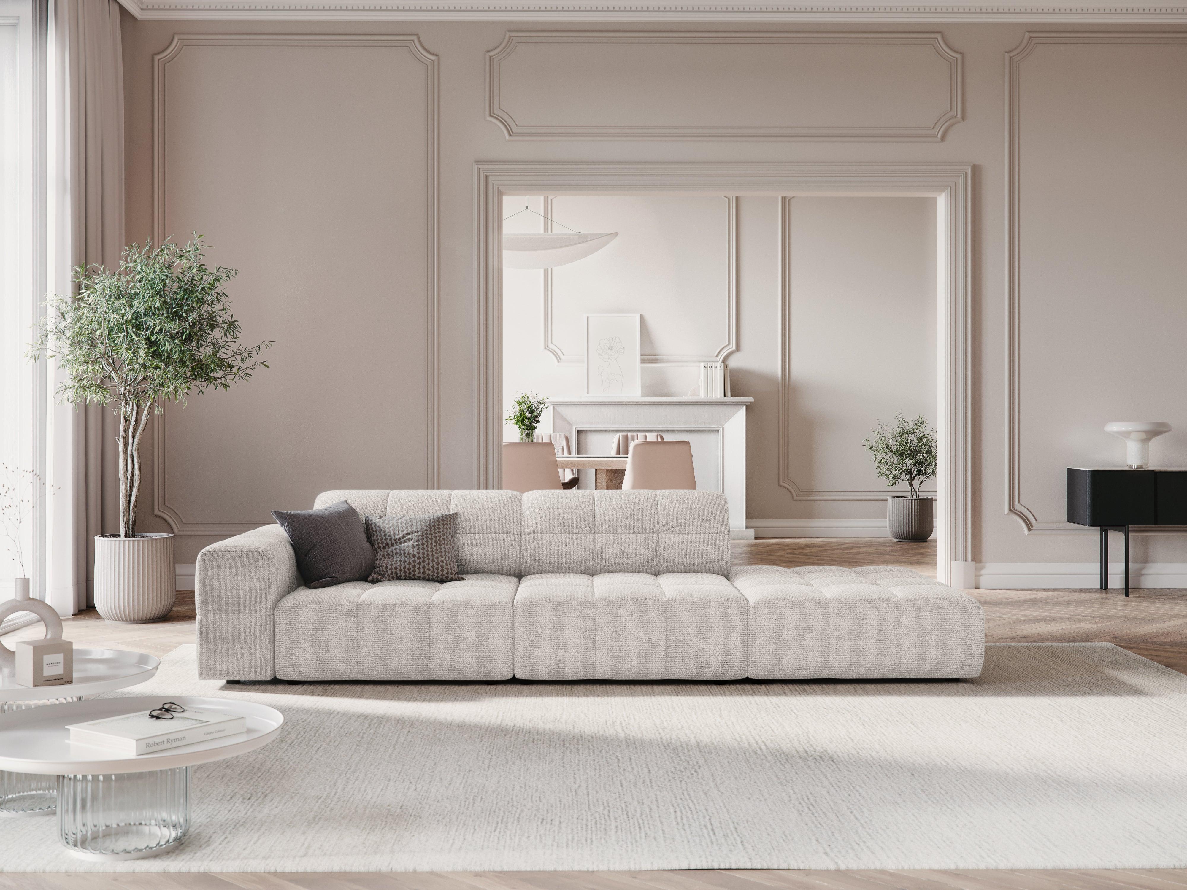 Sofa prawostronna 3-osobowa CHICAGO jasnoszary szenil Cosmopolitan Design Eye on Design