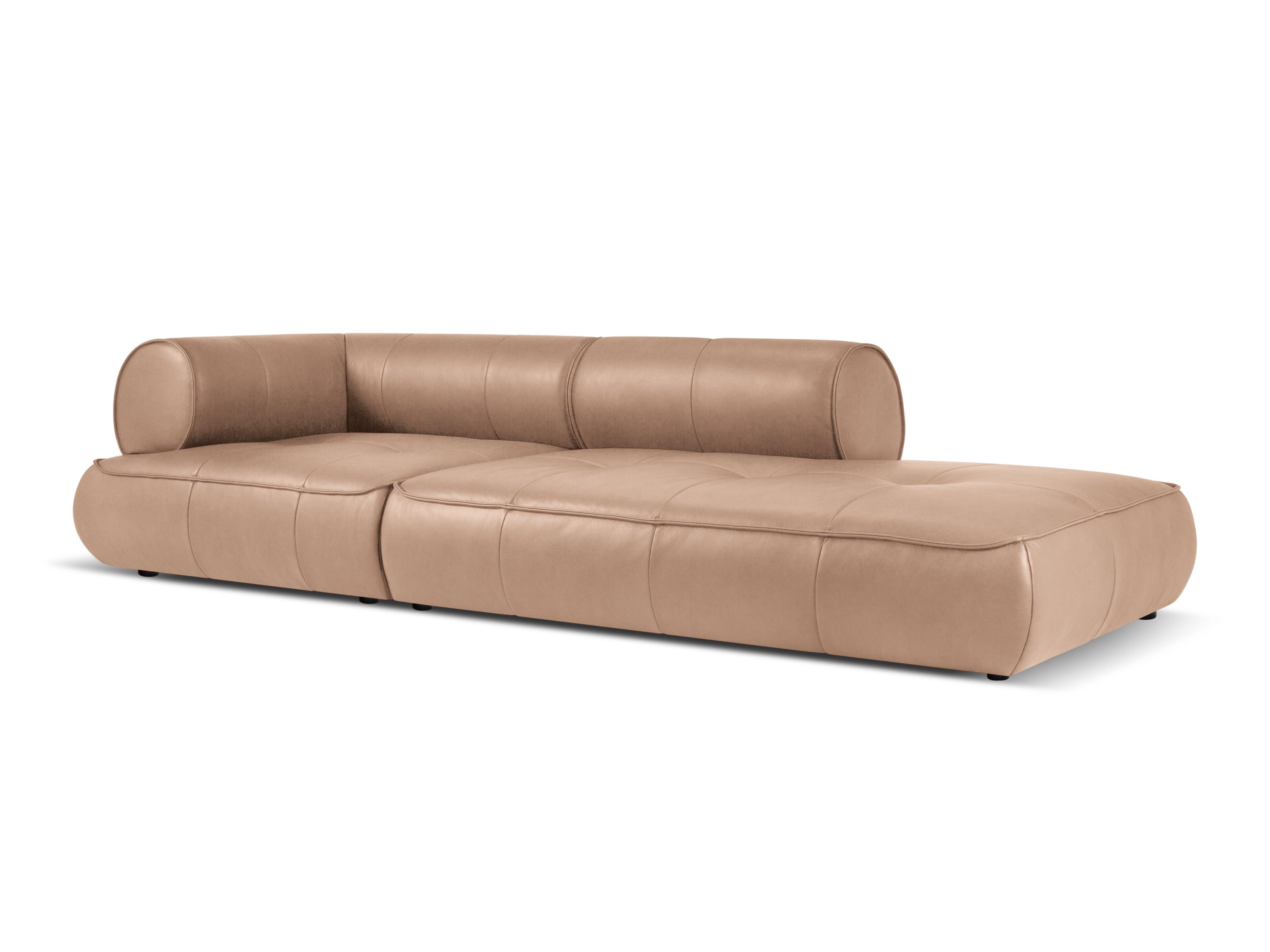 Sofa skórzana otwarta prawostronna LILY cappuccino Maison Heritage Eye on Design