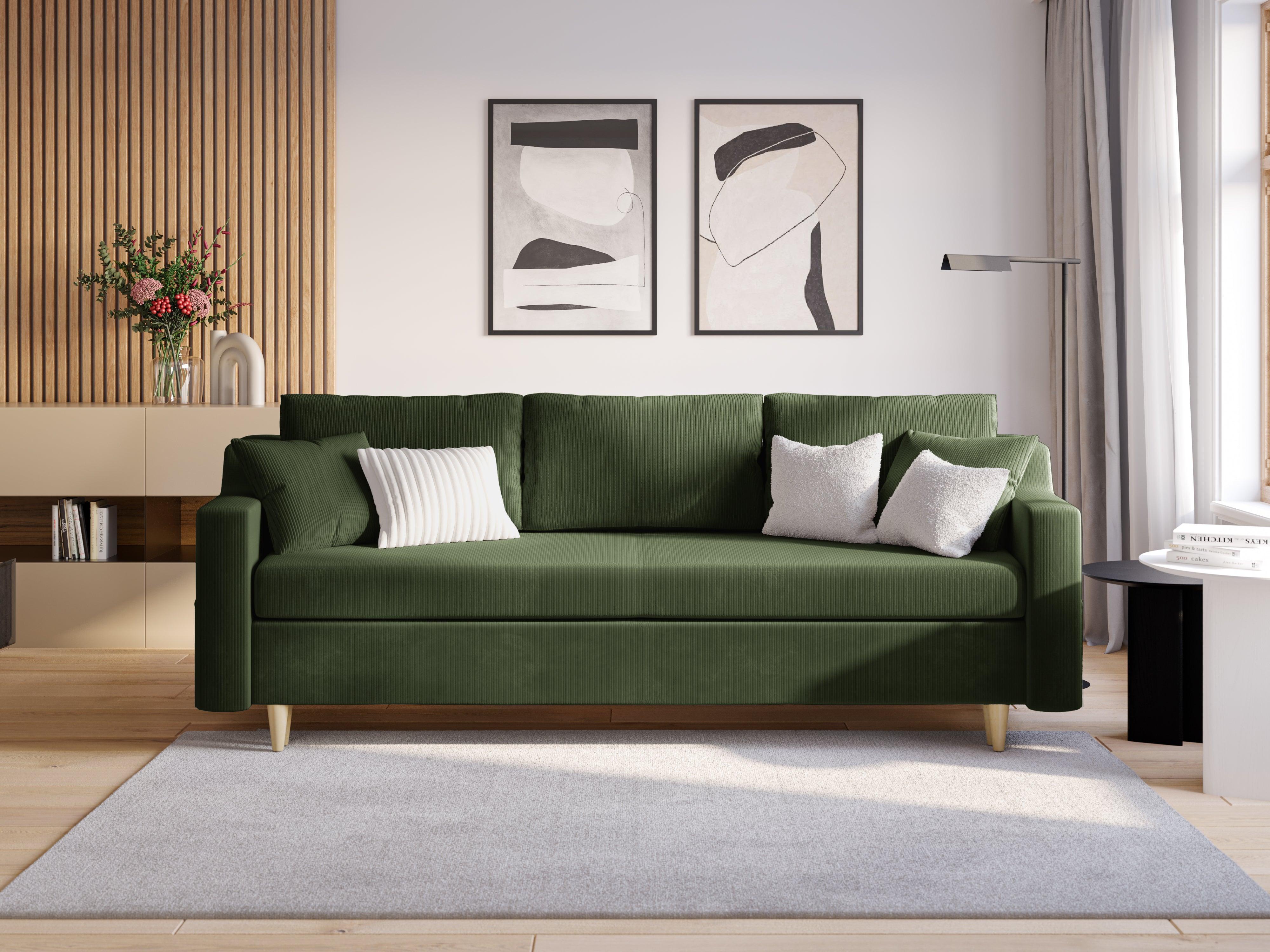 Sofa sztruksowa z funkcją spania ROSE butelkowa zieleń Mazzini Sofas Eye on Design