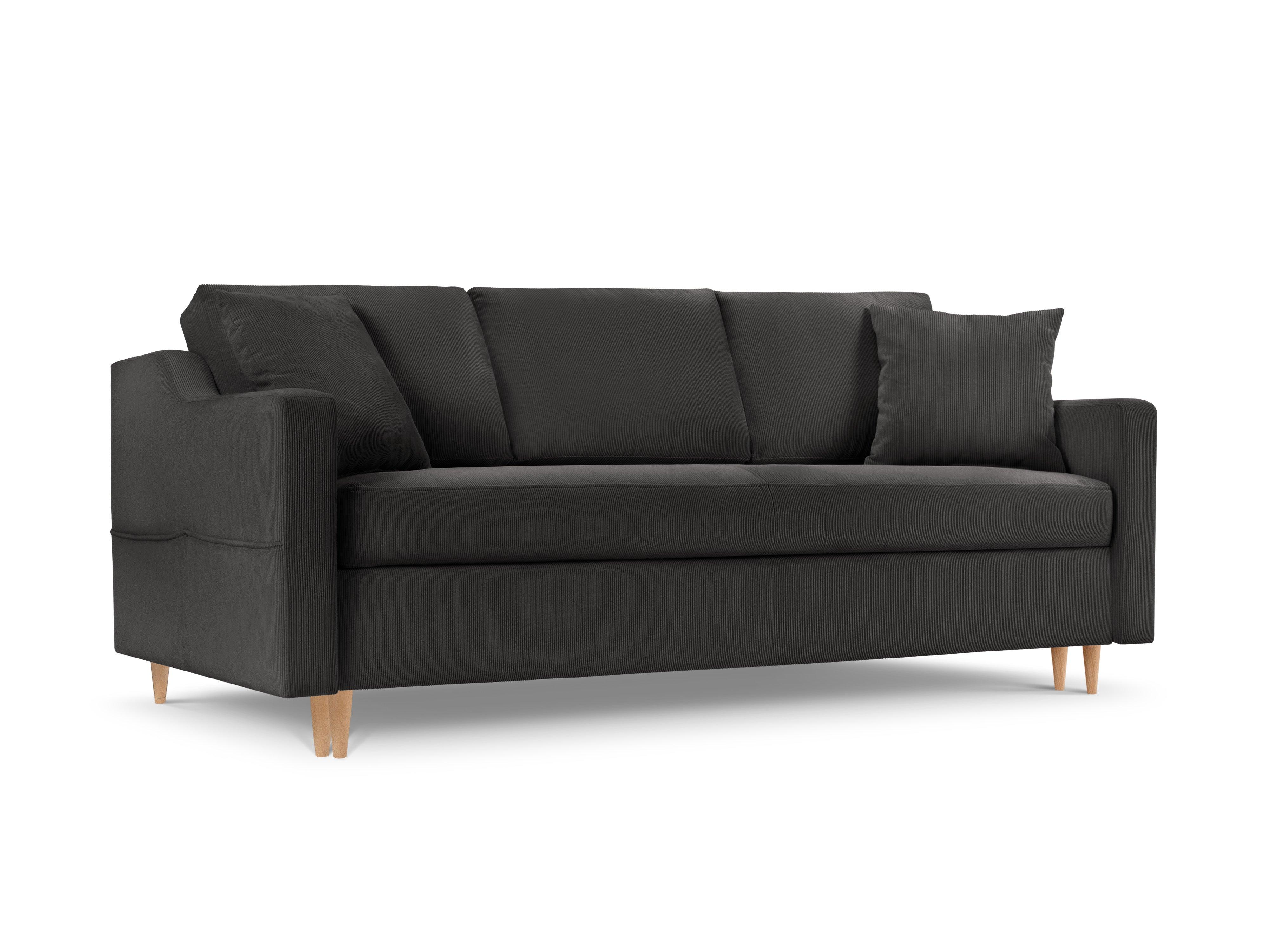 Sofa sztruksowa z funkcją spania ROSE ciemnoszary – Besolux