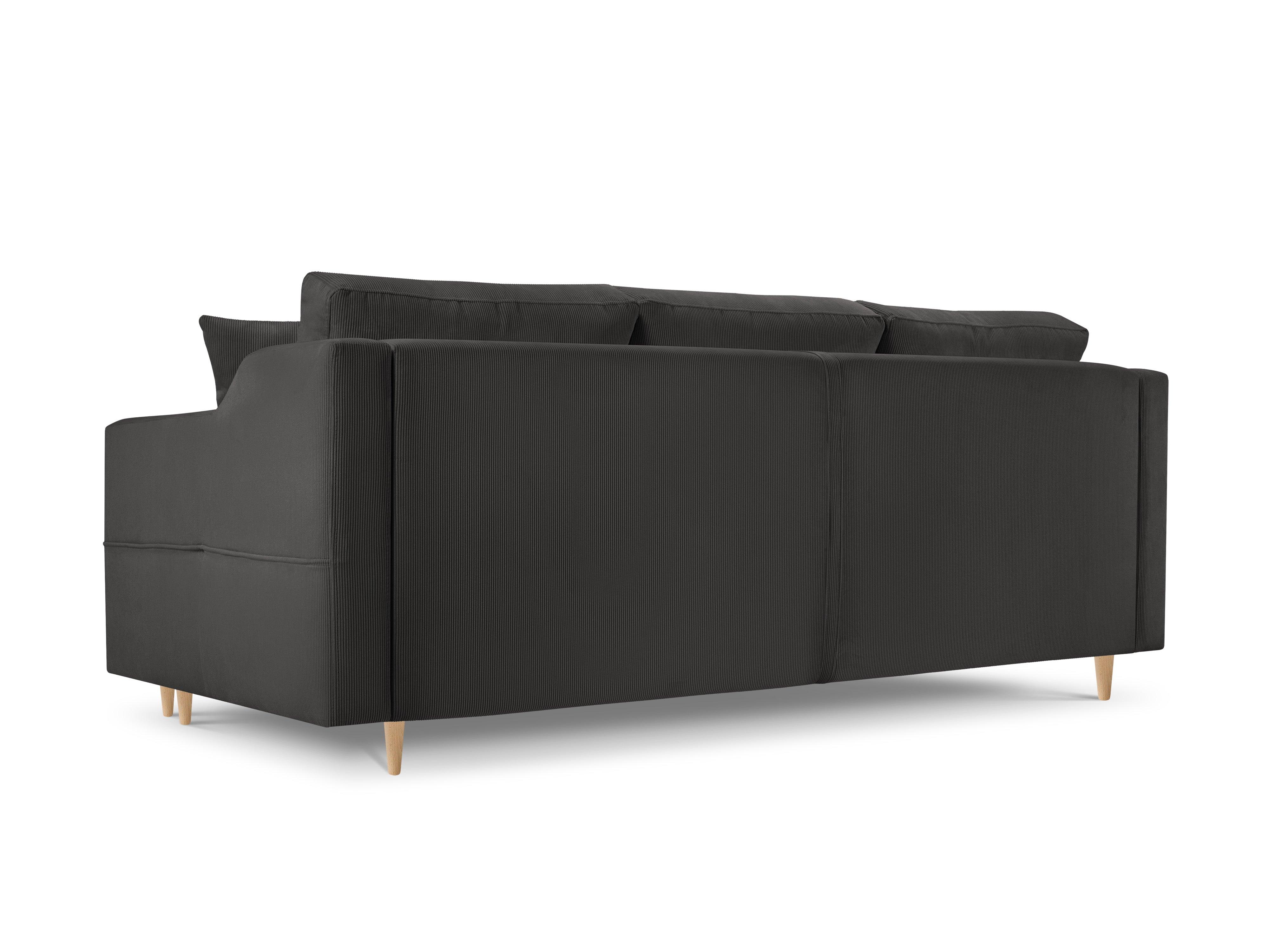 Sofa sztruksowa z funkcją spania ROSE ciemnoszary – styl nowoczesny