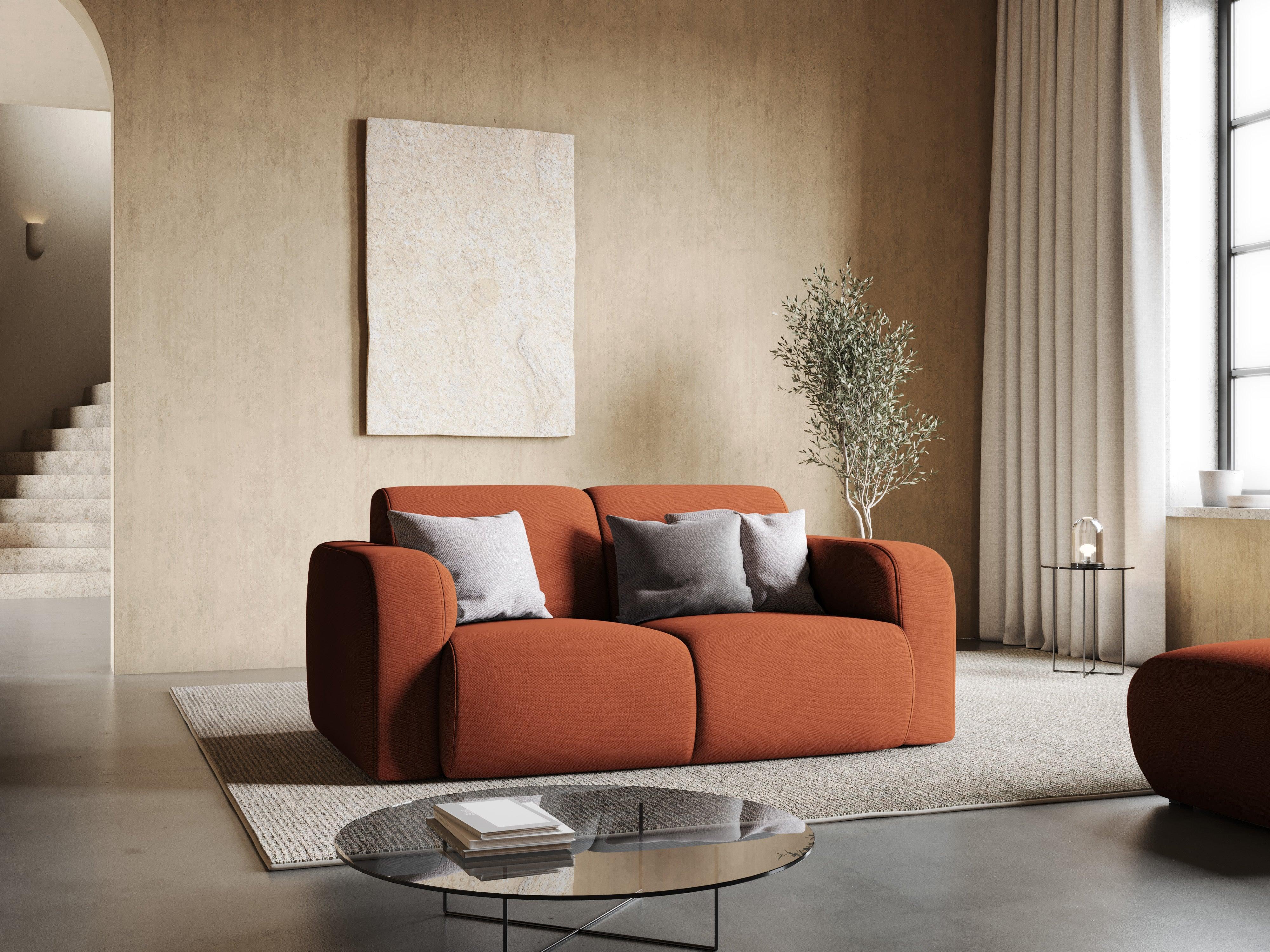 Sofa w tkaninie chenillowej 2-osobowa LOLA pomarańczowy Windsor & Co Eye on Design