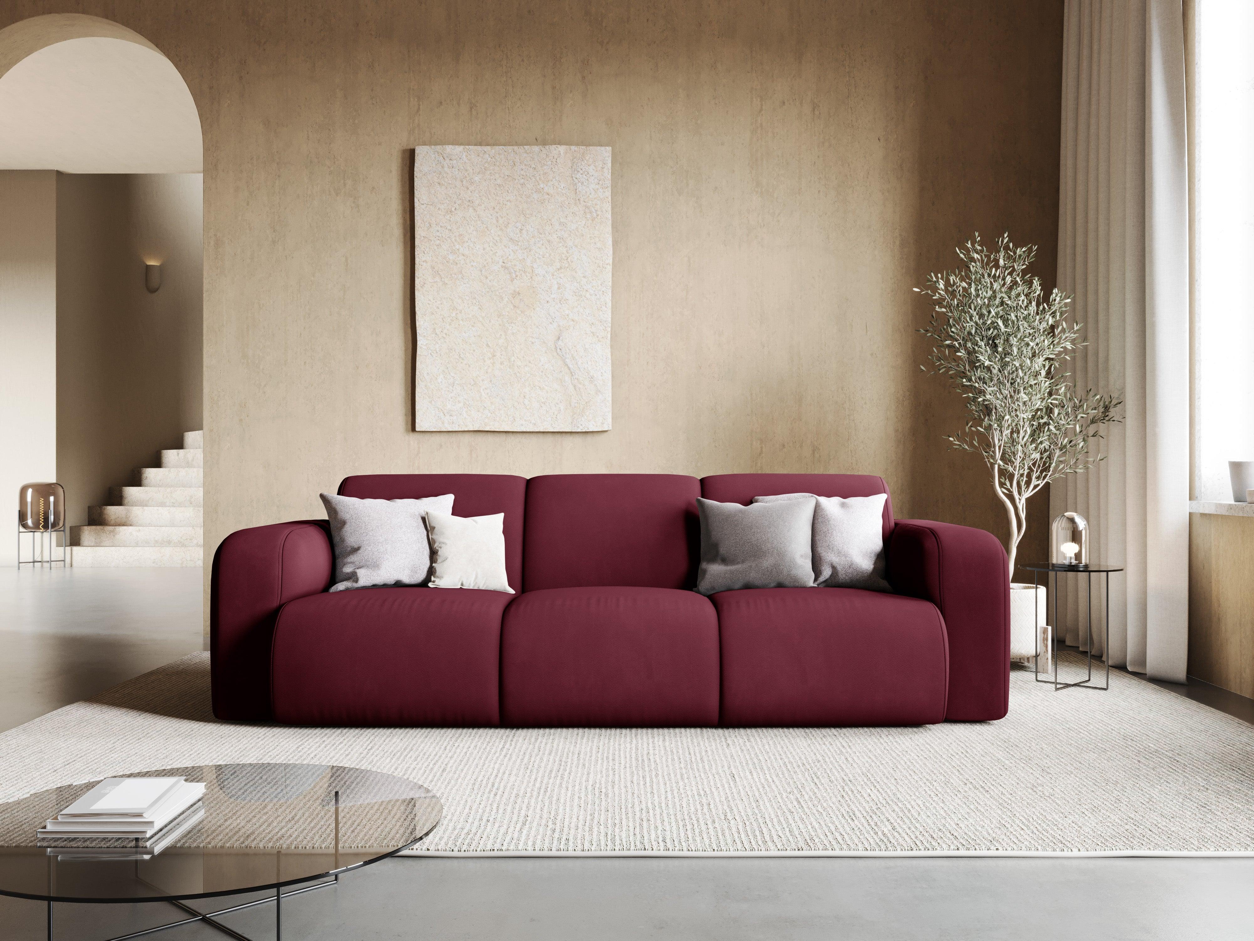 Sofa w tkaninie chenillowej 3-osobowa LOLA bordowy Windsor & Co Eye on Design