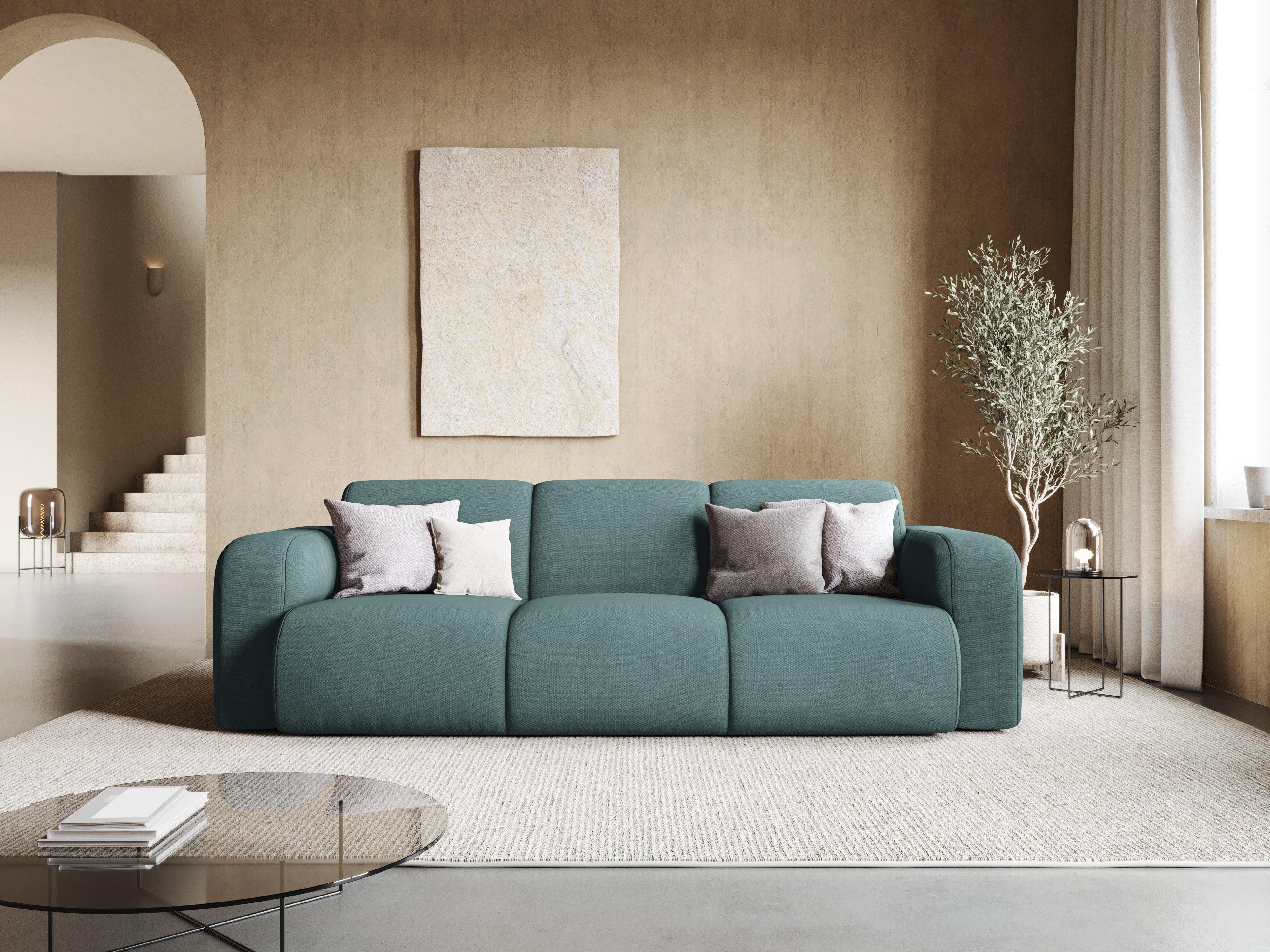 Sofa w tkaninie chenillowej 3-osobowa LOLA zieleń morska Windsor & Co Eye on Design