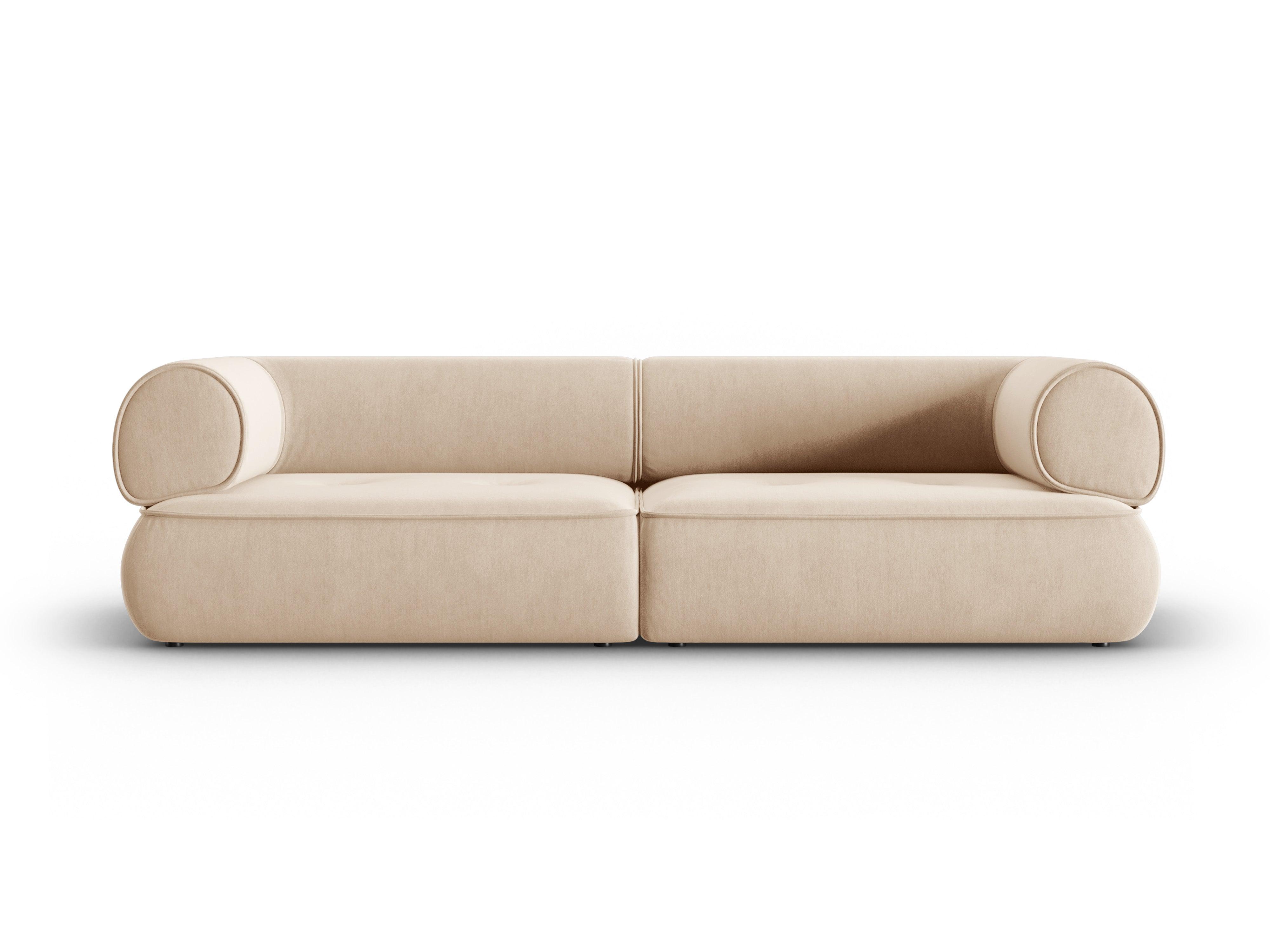 Sofa w tkaninie szenilowej 3-osobowa LILY beżowy Maison Heritage Eye on Design