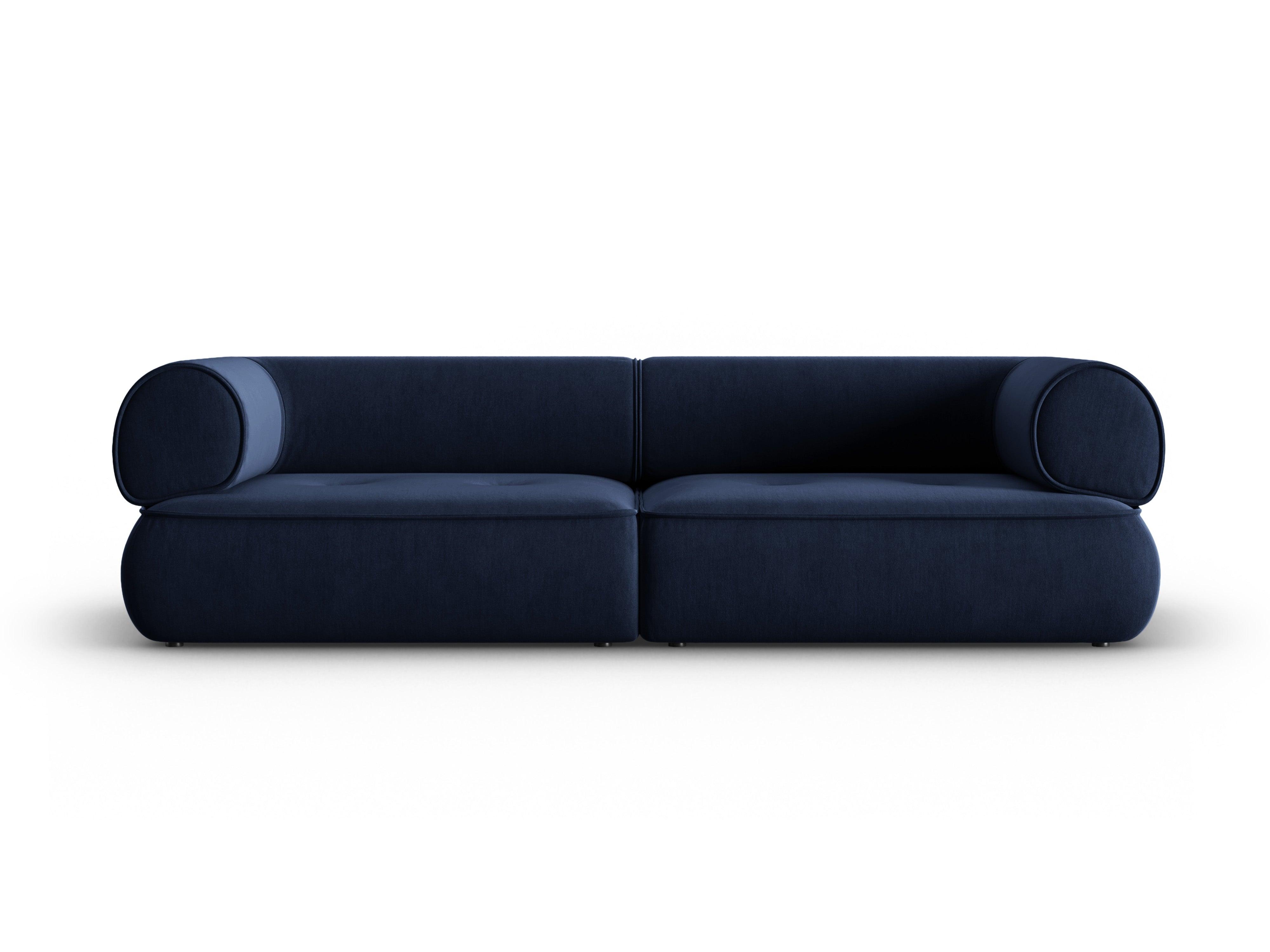 Sofa w tkaninie szenilowej 3-osobowa LILY ciemnoniebieski Maison Heritage Eye on Design