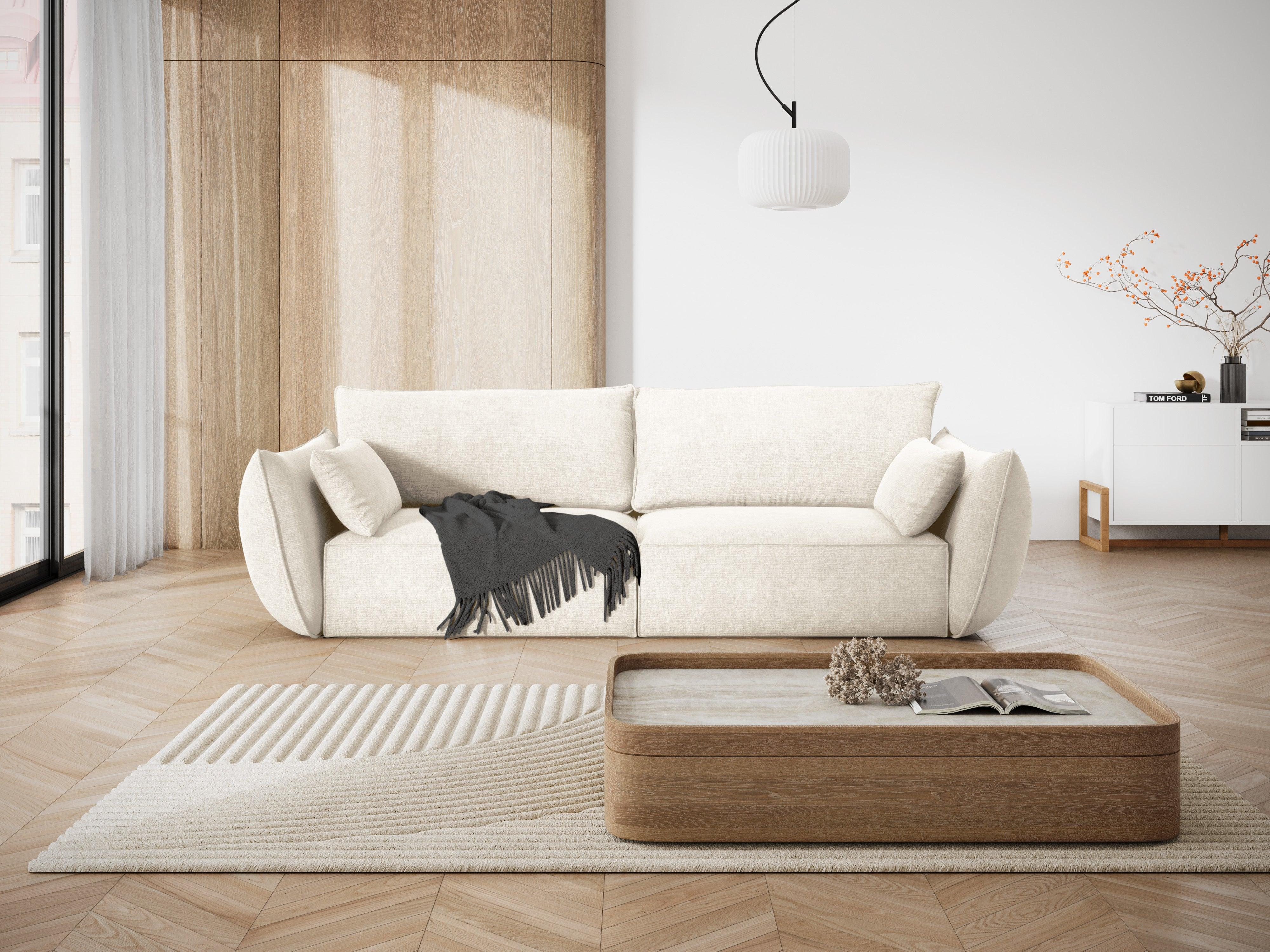Sofa w tkaninie szenilowej 3-osobowa VANDA jasnobeżowy Mazzini Sofas Eye on Design