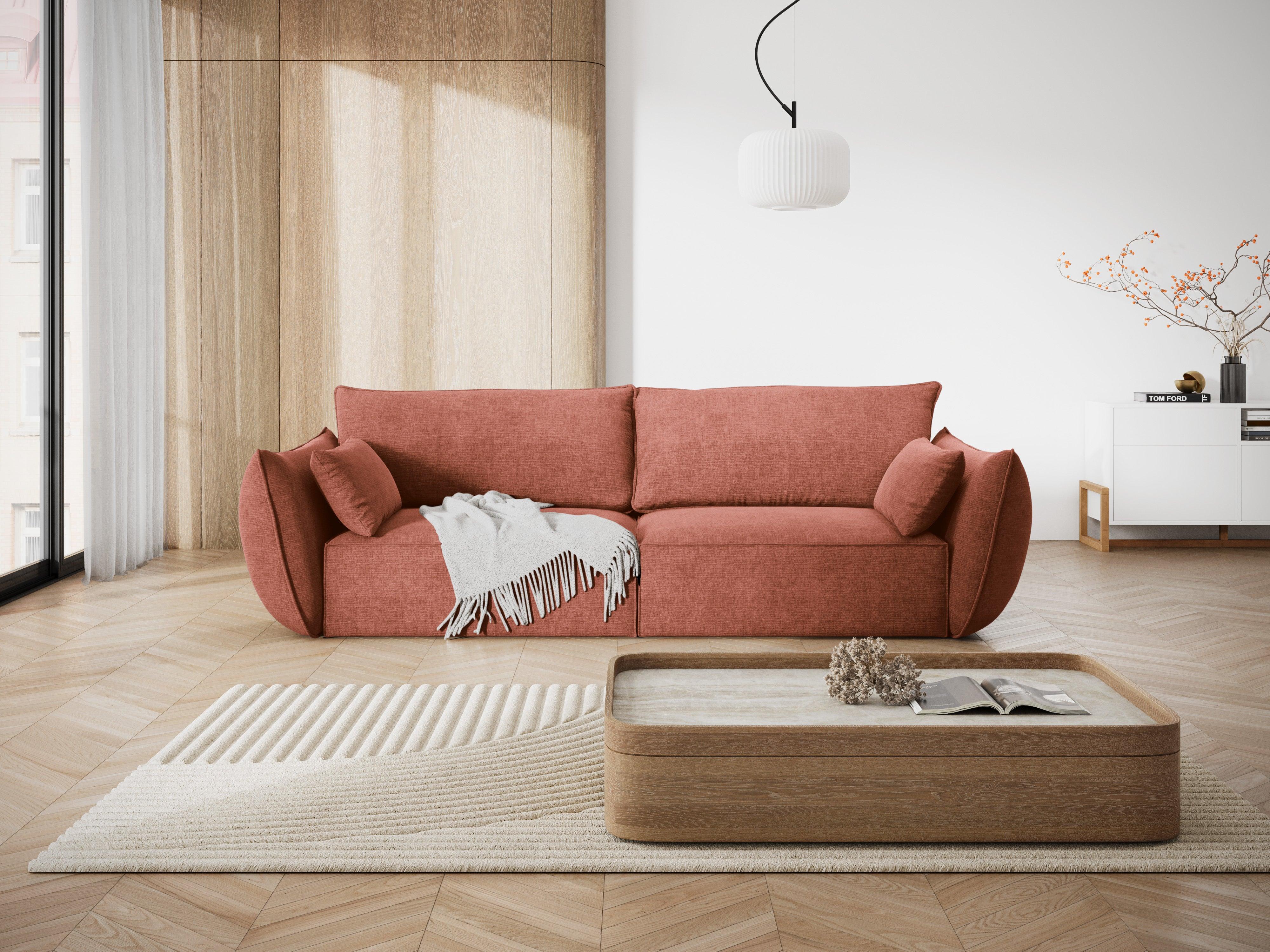 Sofa w tkaninie szenilowej 3-osobowa VANDA terracotta Mazzini Sofas Eye on Design