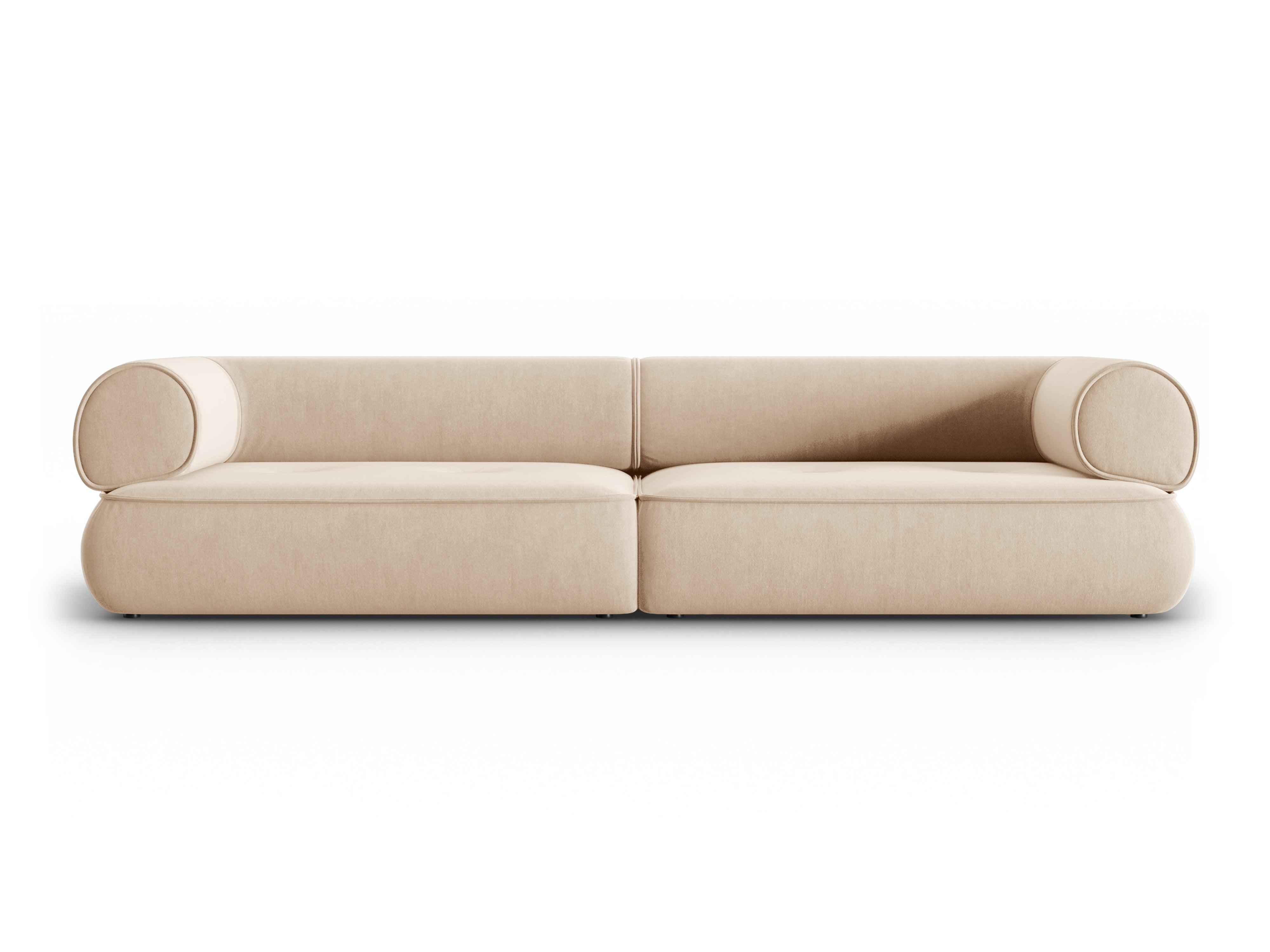 Sofa w tkaninie szenilowej 4-osobowa LILY beżowy Maison Heritage Eye on Design