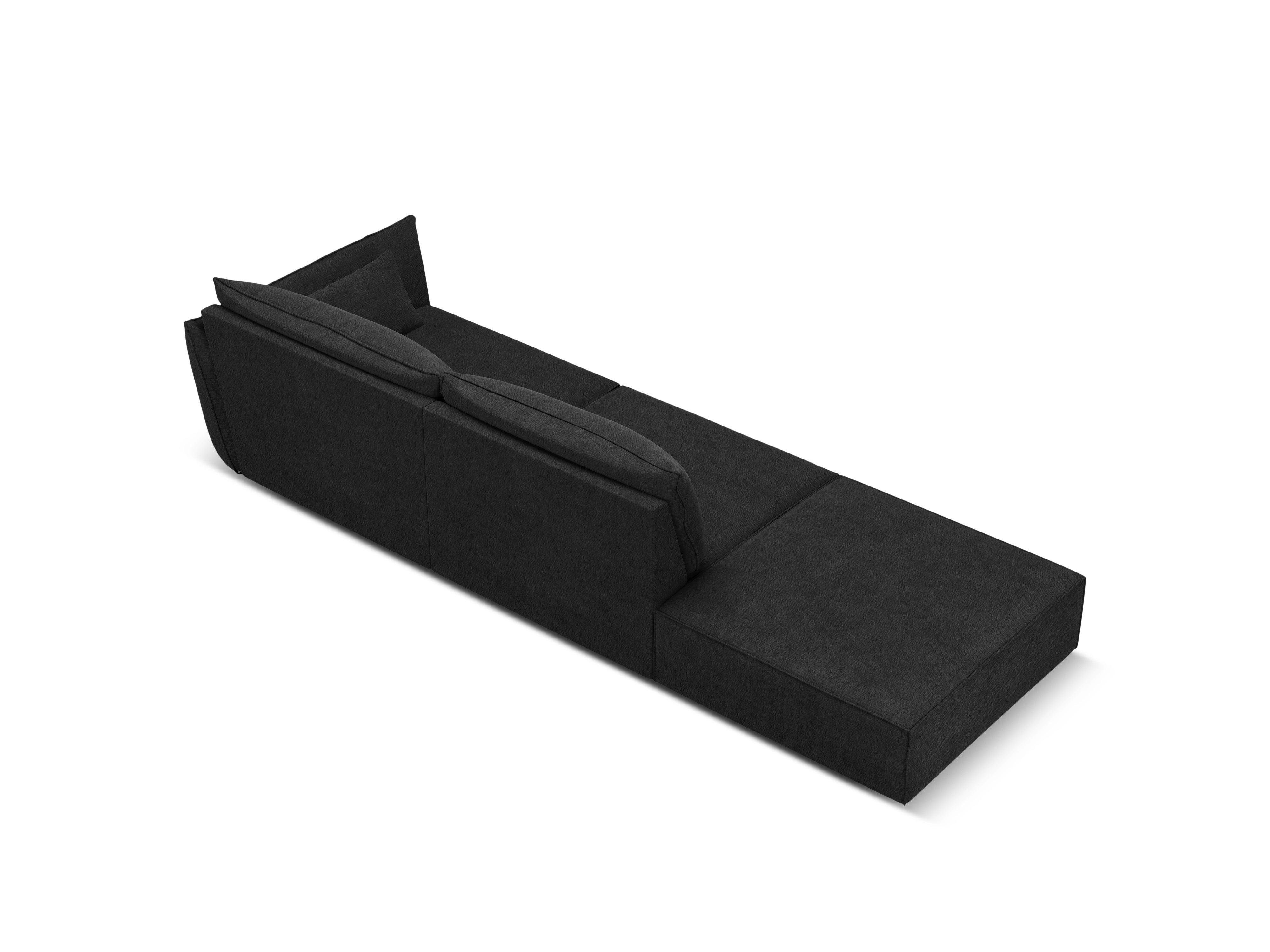 Sofa w tkaninie szenilowej lewostronna otwarta VANDA czarny Mazzini Sofas Eye on Design