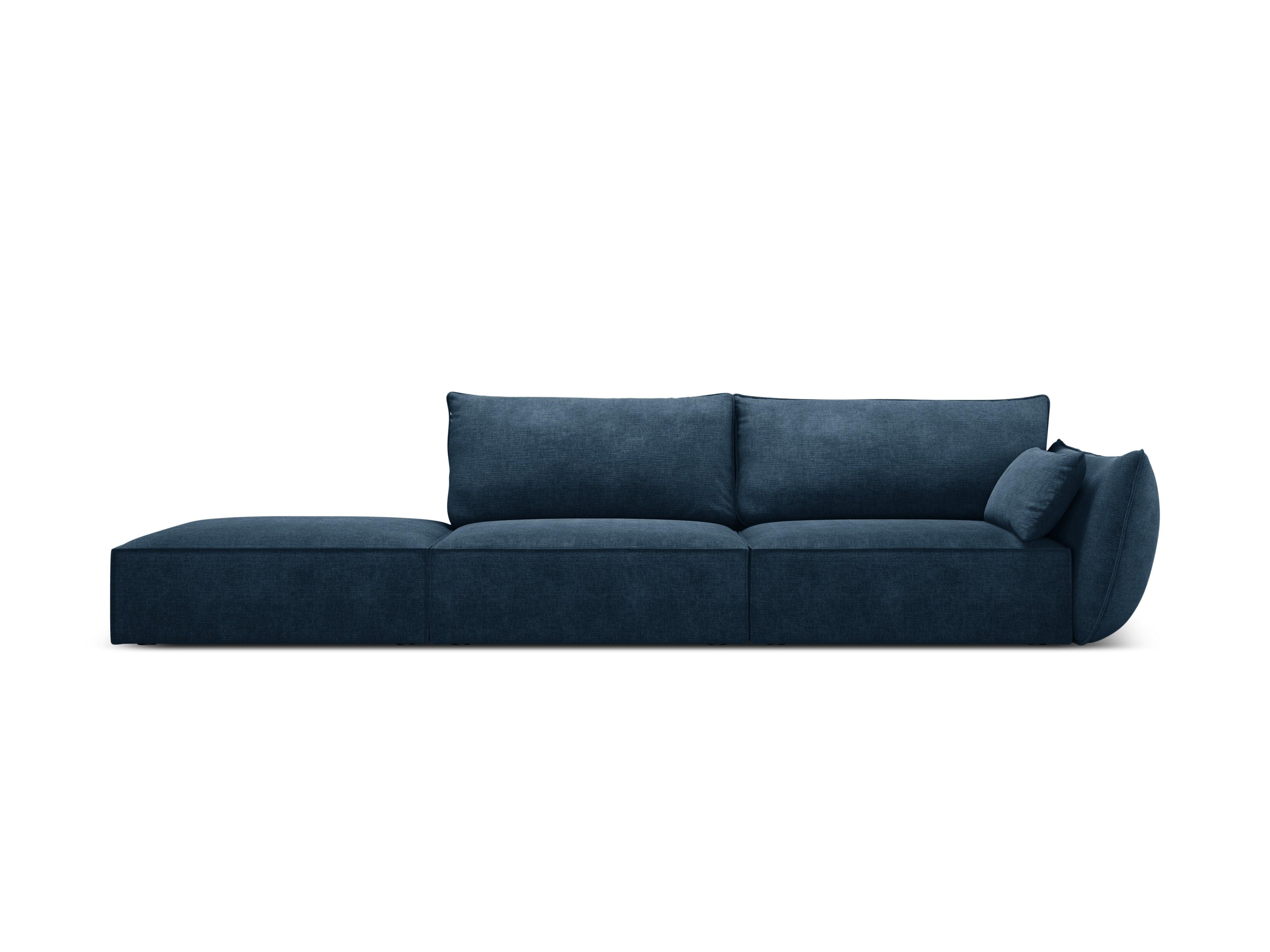Sofa w tkaninie szenilowej lewostronna otwarta VANDA granat królewski Mazzini Sofas Eye on Design