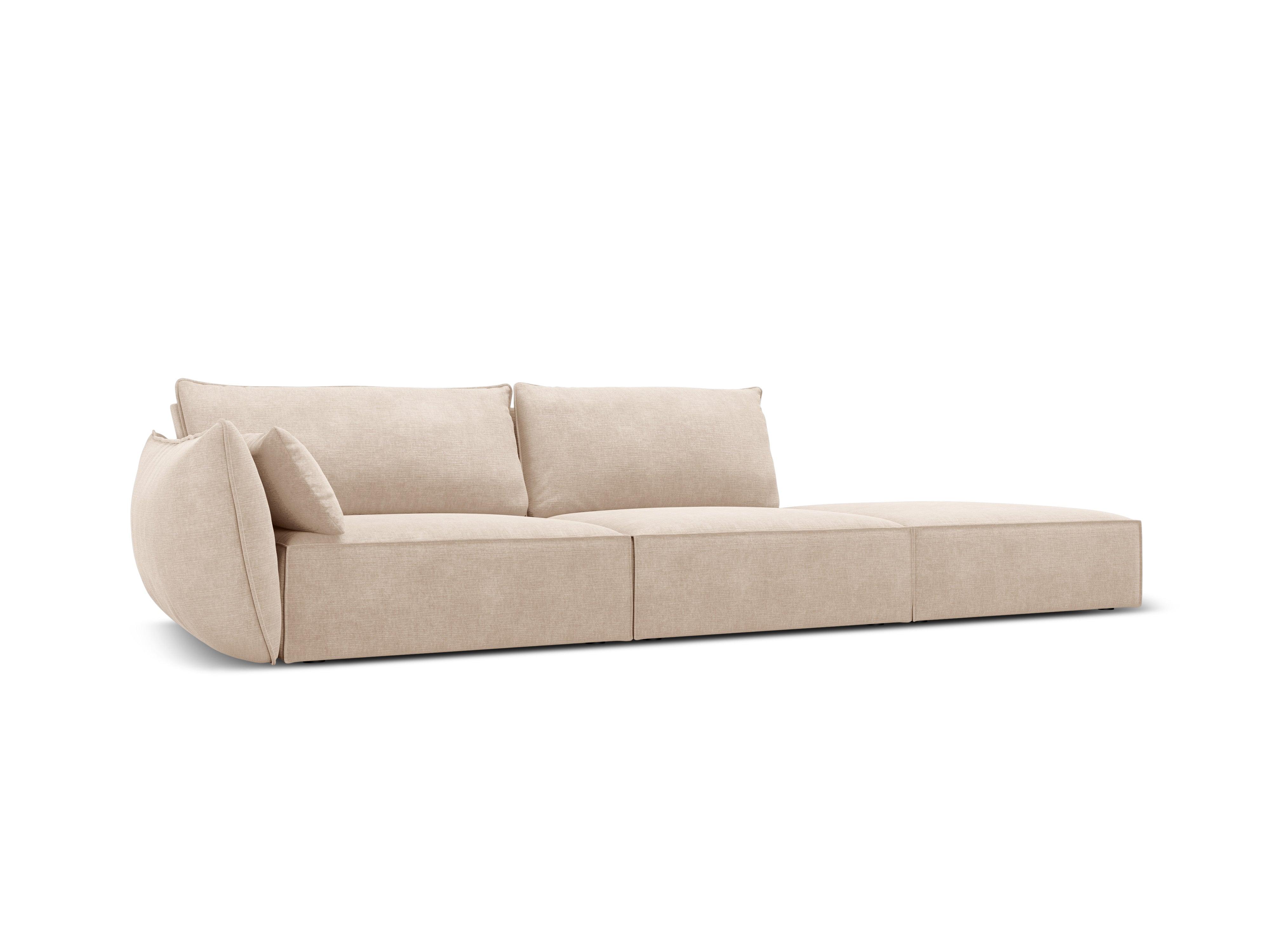 Sofa w tkaninie szenilowej prawostronna otwarta VANDA beżowy Mazzini Sofas Eye on Design