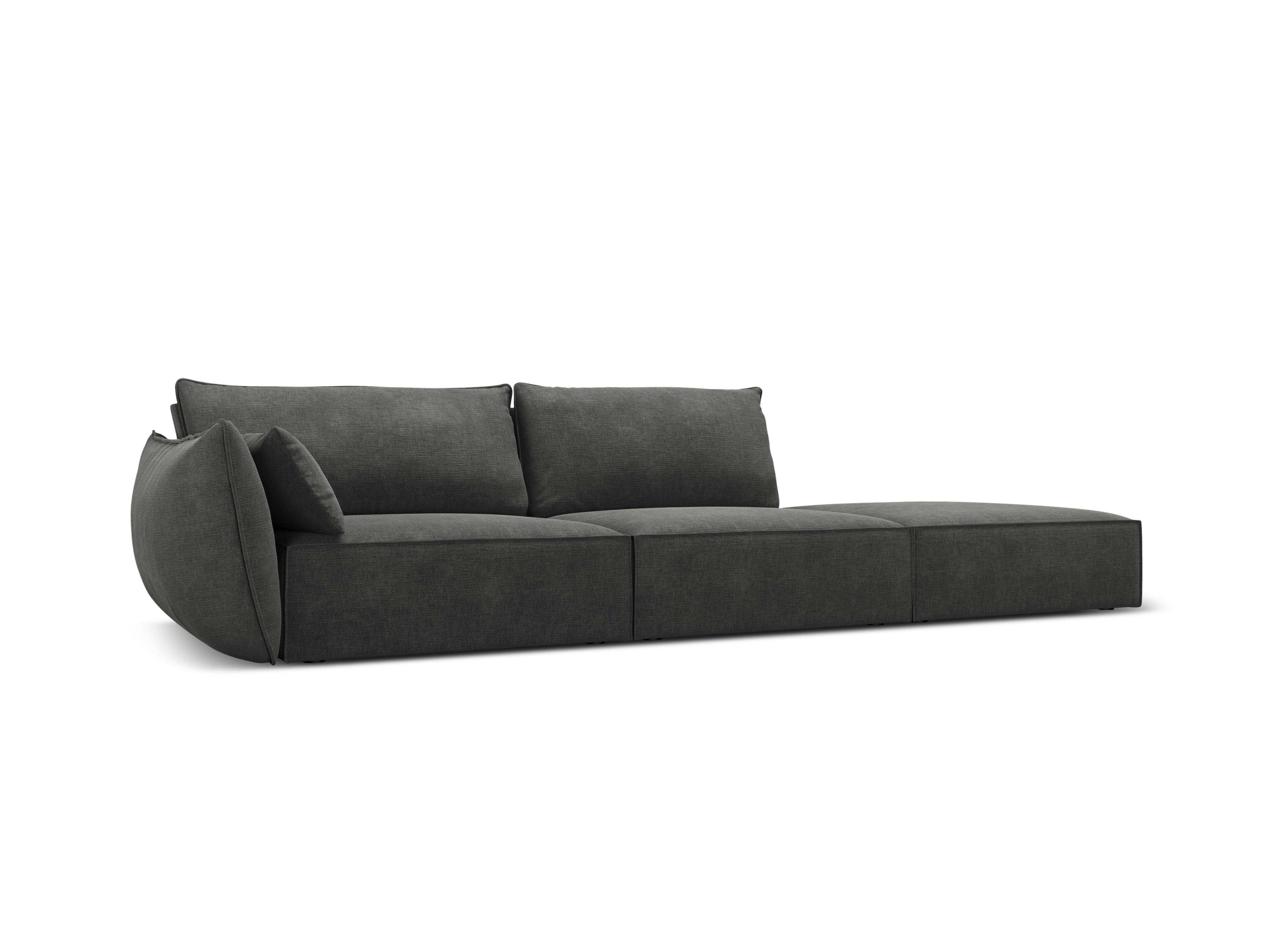 Sofa w tkaninie szenilowej prawostronna otwarta VANDA ciemnoszary Mazzini Sofas Eye on Design