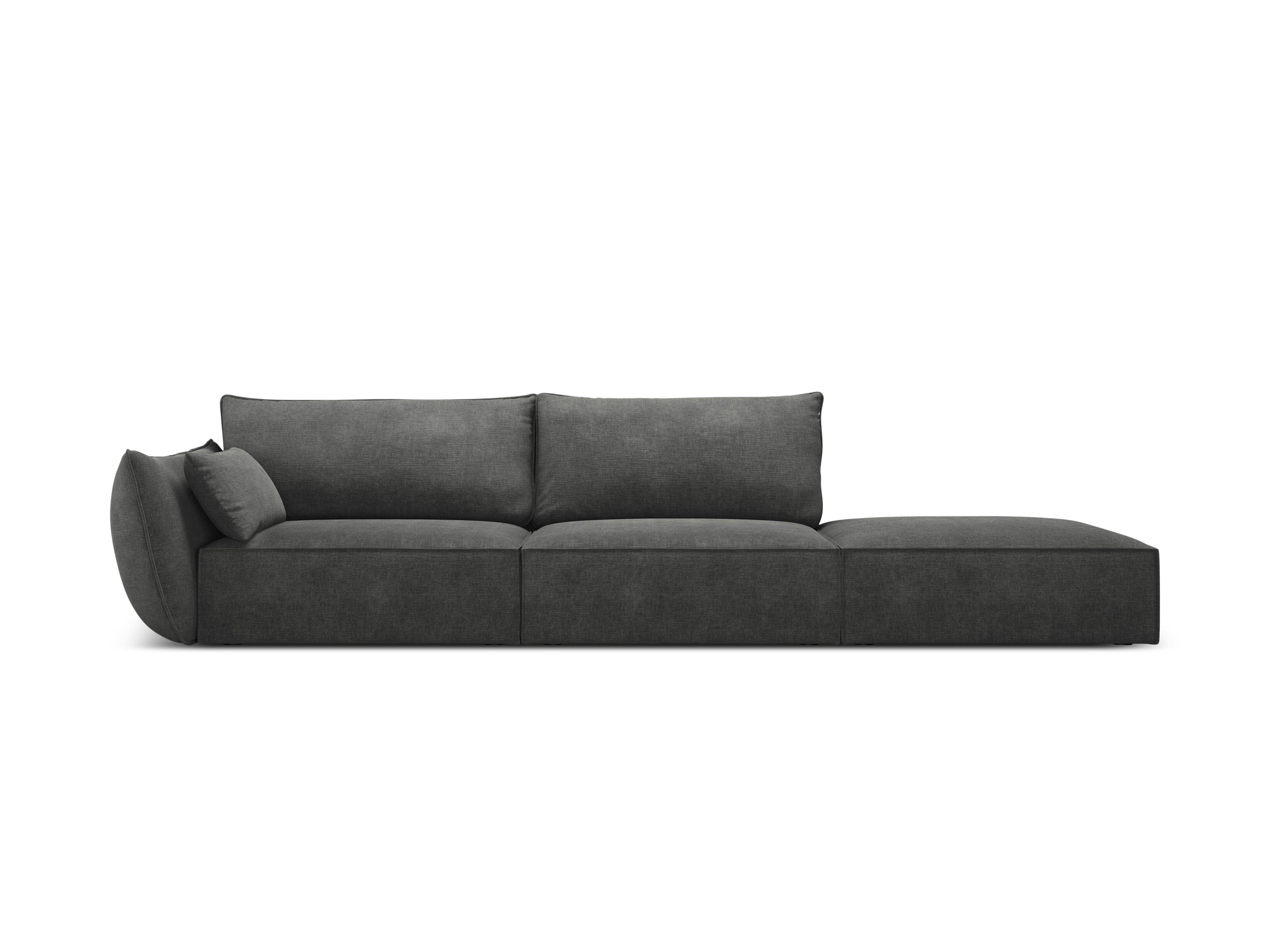 Sofa w tkaninie szenilowej prawostronna otwarta VANDA ciemnoszary Mazzini Sofas Eye on Design