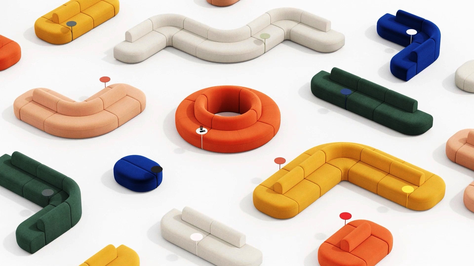 Sofa 7-modułowa narożna podwójna ARTIKO tapicerowana – .mdd
