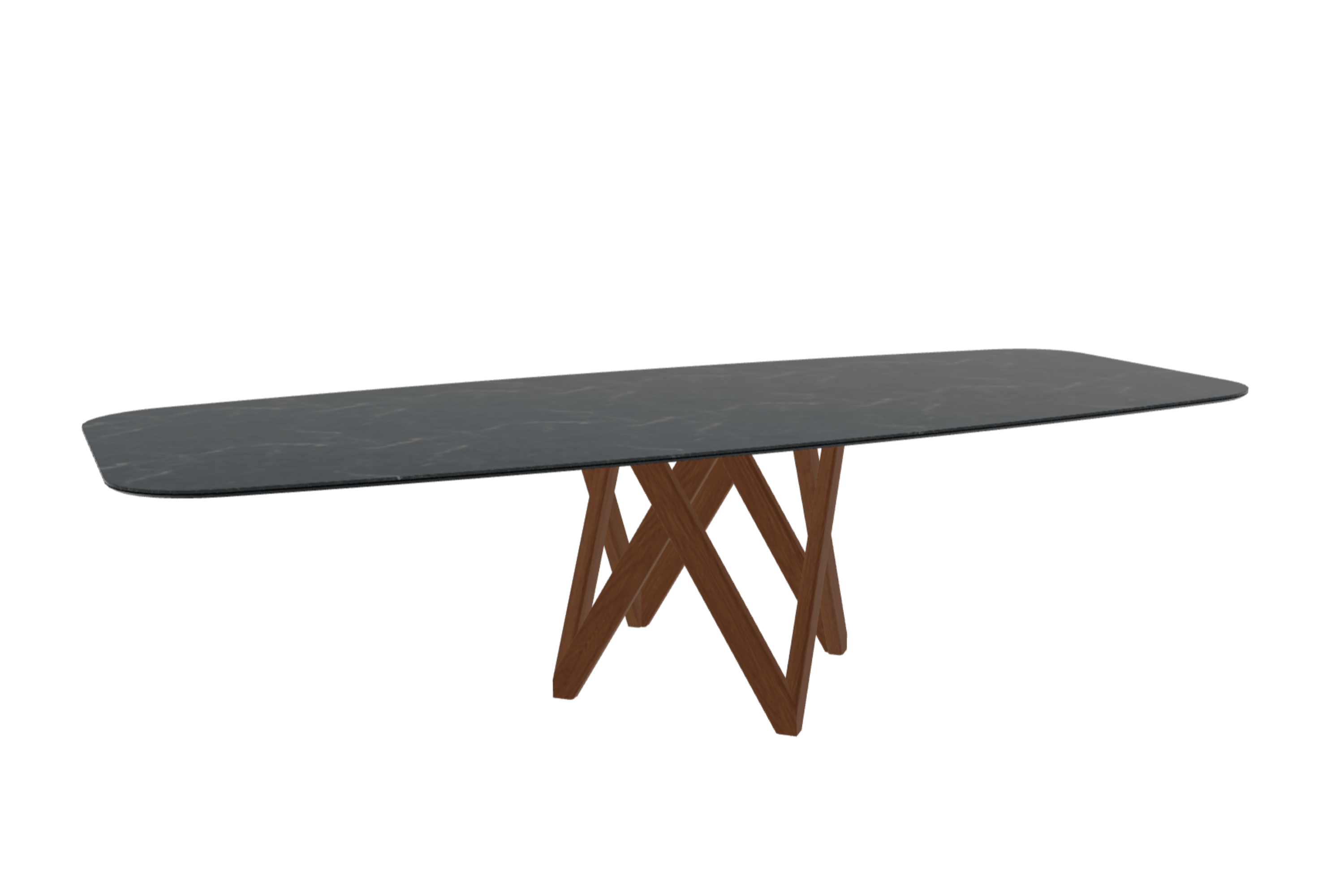 Stół CARTESIO czarny marmur z drewnianą podstawą Calligaris 300 cm orzechowy Eye on Design