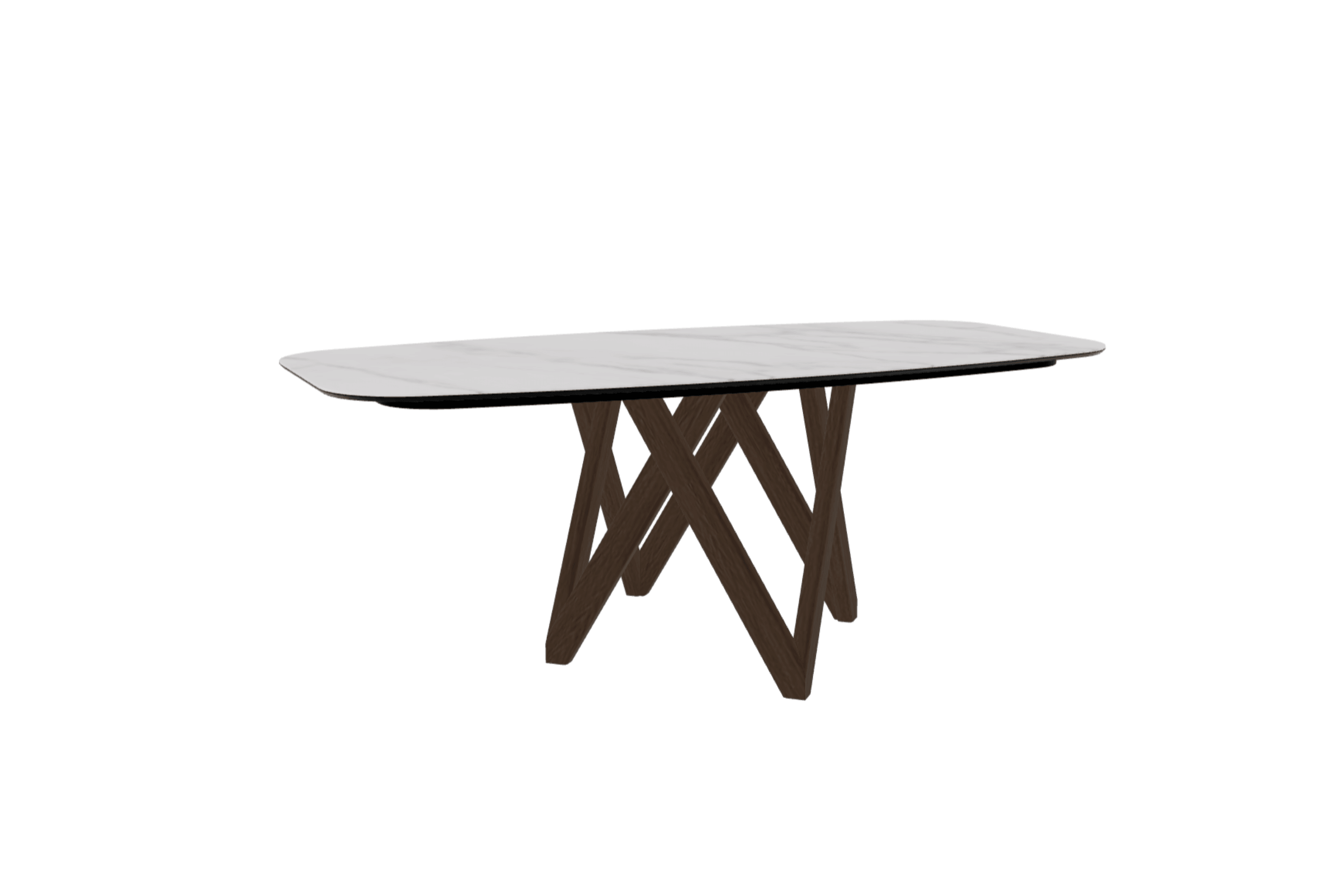 Stół CARTESIO kremowy marmur z drewnianą podstawą Calligaris 200 cm ciemnobrązowy Eye on Design