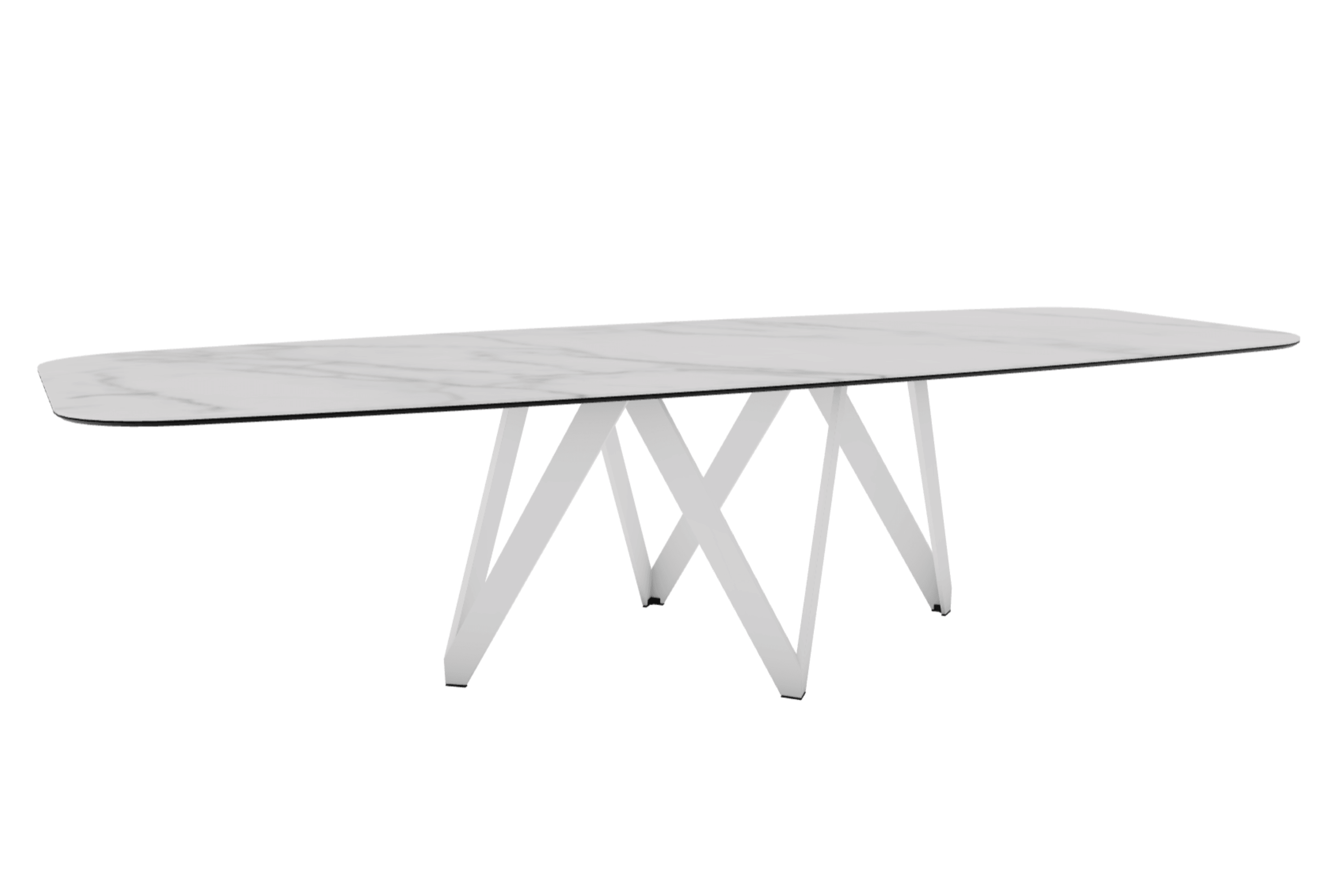 Stół CARTESIO kremowy marmur z metalową podstawą Calligaris 300 cm matowa biel Eye on Design