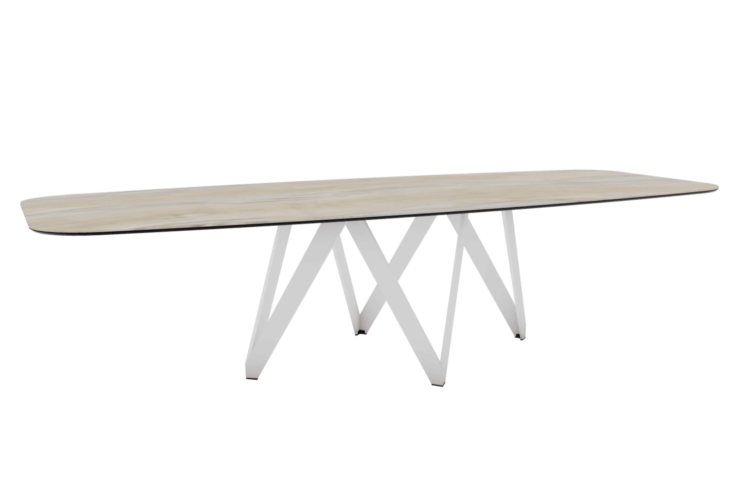 Stół CARTESIO piaskowy marmur z metalową podstawą Calligaris 300 cm matowa biel Eye on Design