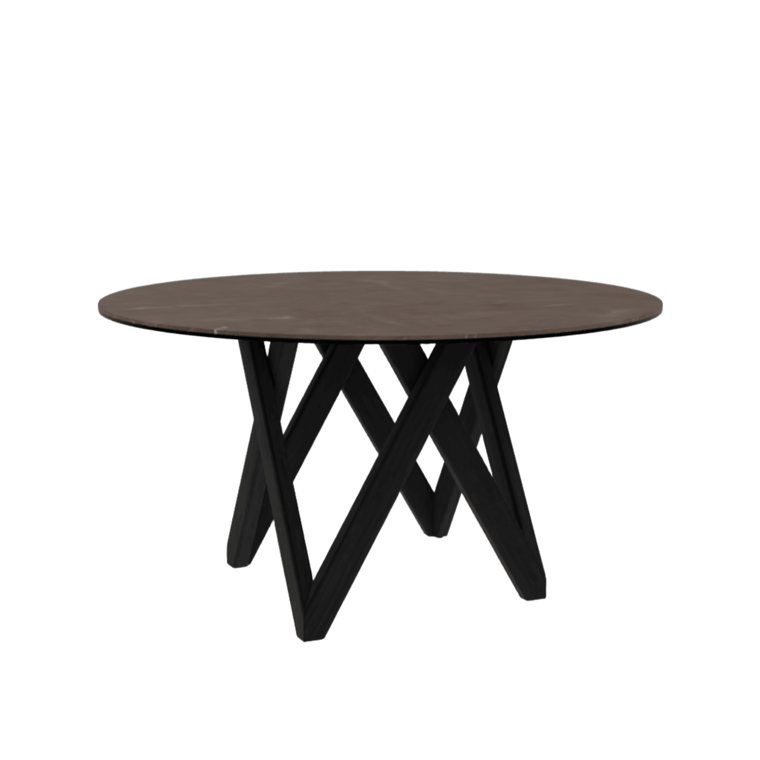 Stół okrągły CARTESIO brązowa ceramika Calligaris 140 cm czarne matowe drewno Eye on Design