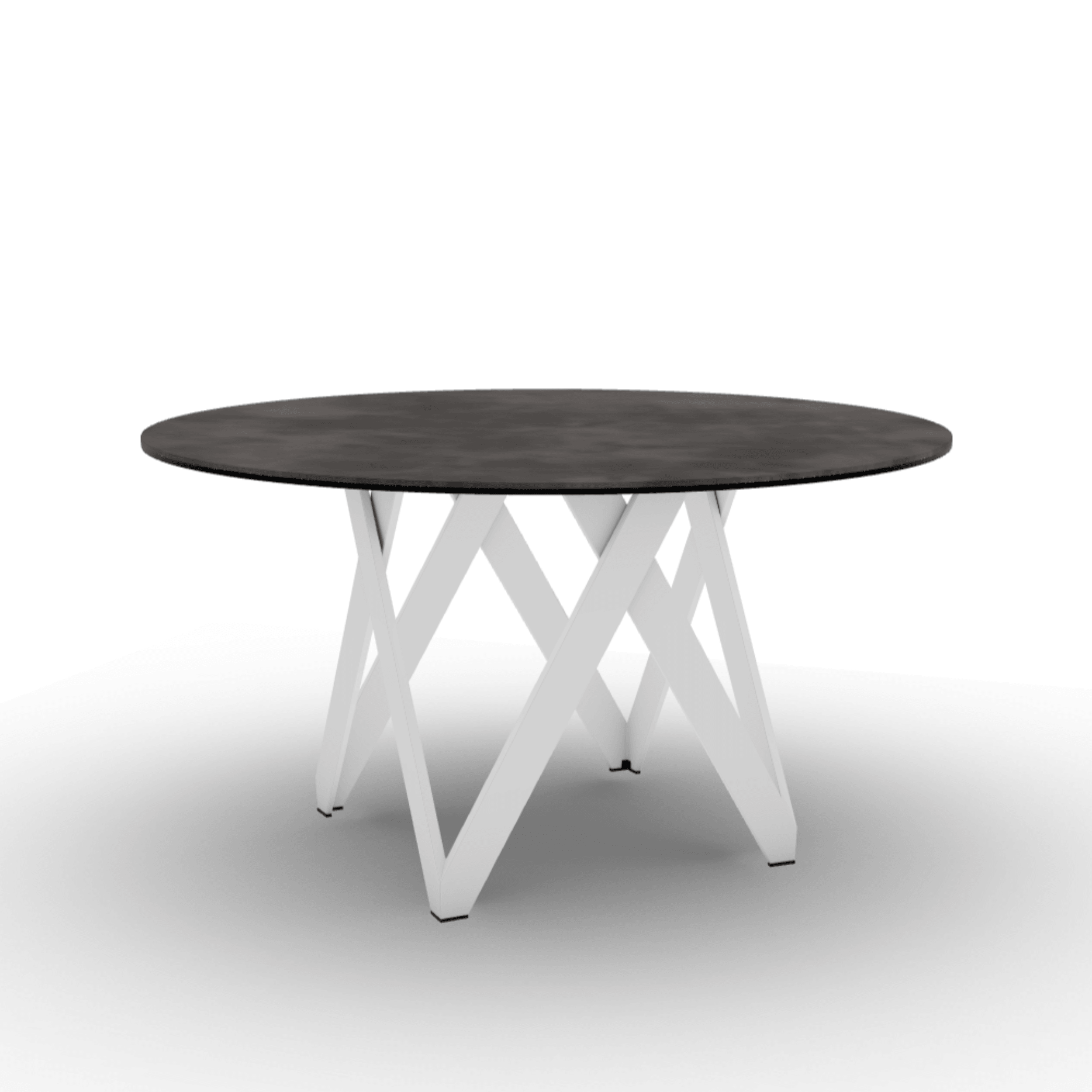 Stół okrągły CARTESIO ciemnoszara ceramika Calligaris 140 cm biały matowy metal Eye on Design