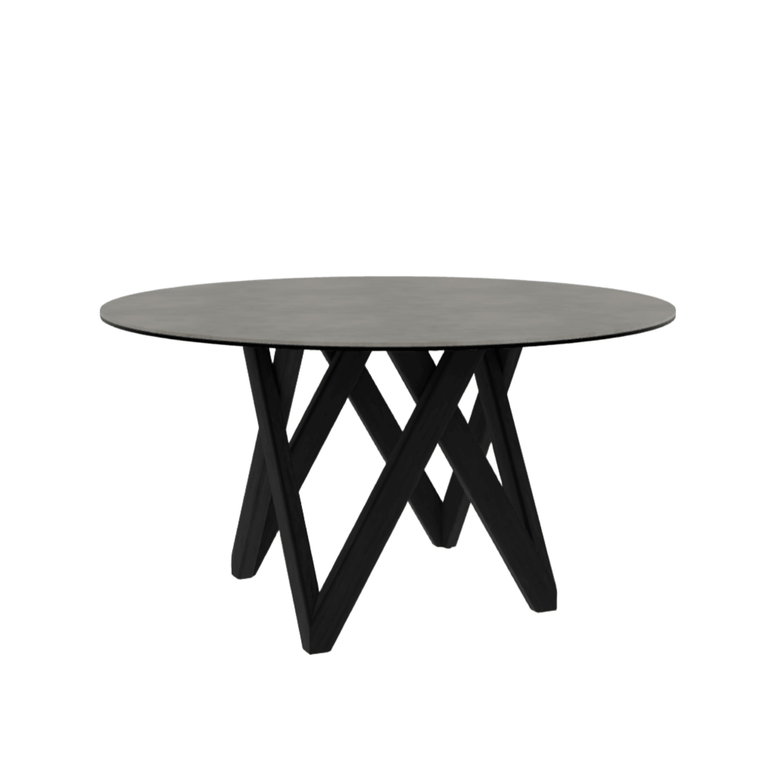 Stół okrągły CARTESIO jasnoszara ceramika Calligaris 140 cm czarne matowe drewno Eye on Design