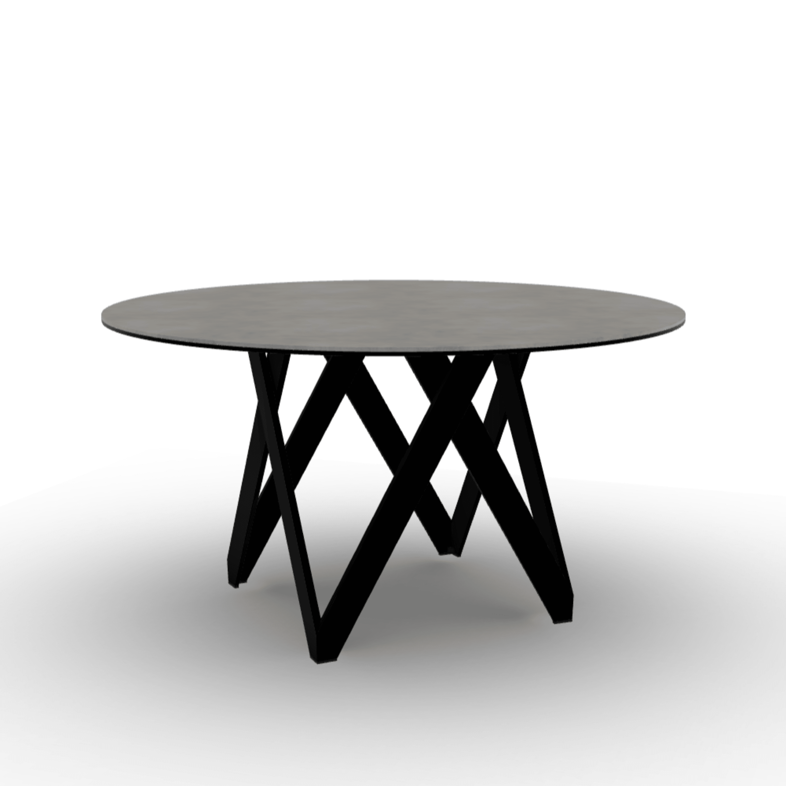 Stół okrągły CARTESIO jasnoszara ceramika Calligaris 140 cm czarny matowy metal Eye on Design