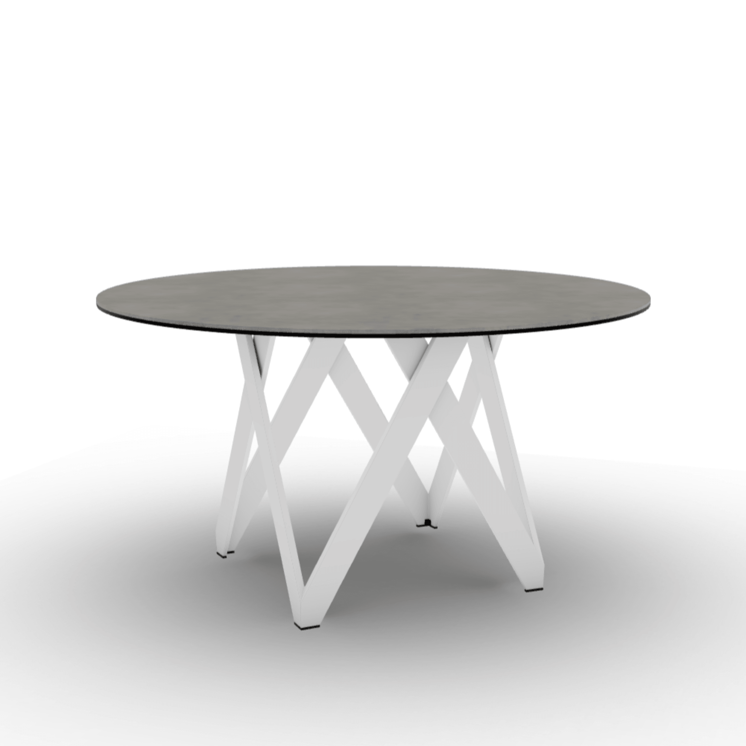 Stół okrągły CARTESIO jasnoszara ceramika Calligaris 140 cm biały matowy metal Eye on Design