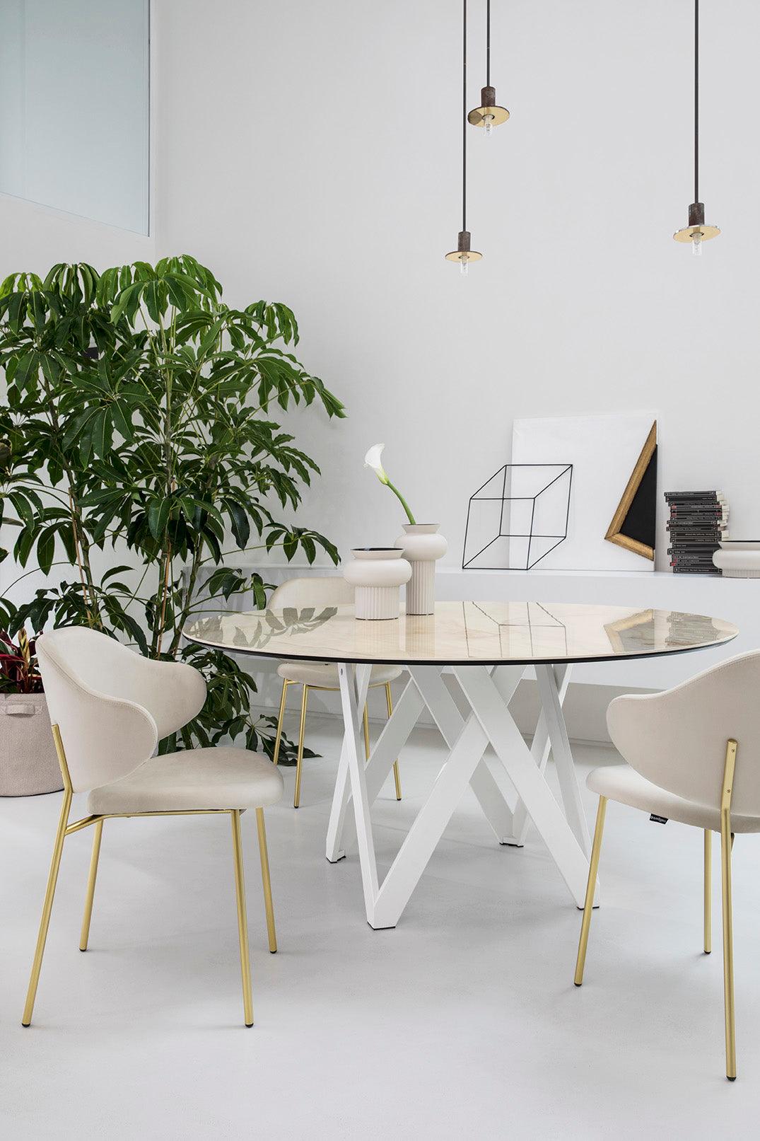 Stół okrągły CARTESIO kremowy marmur Calligaris Eye on Design