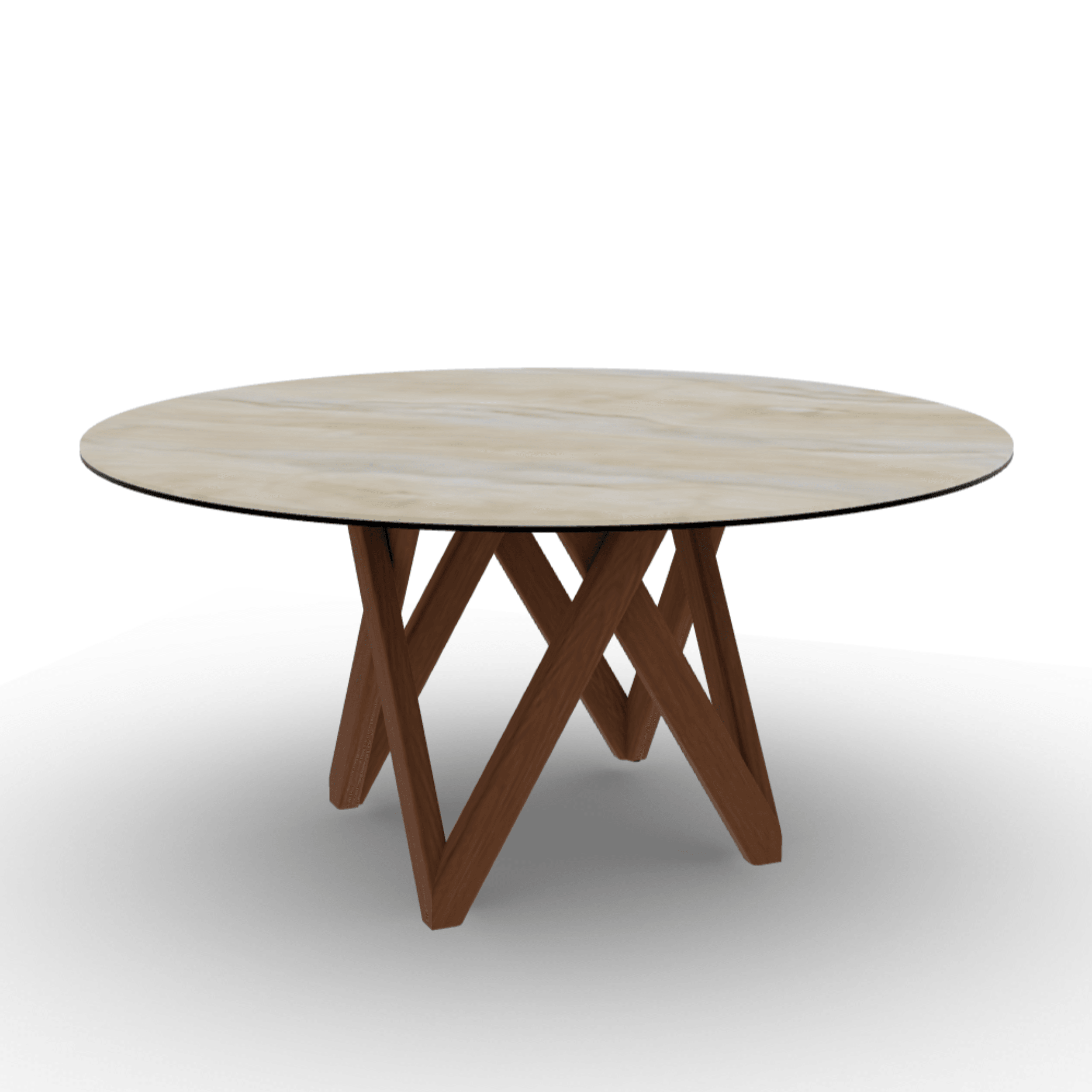 Stół okrągły CARTESIO piaskowy marmur Calligaris 160 cm orzechowe drewno Eye on Design