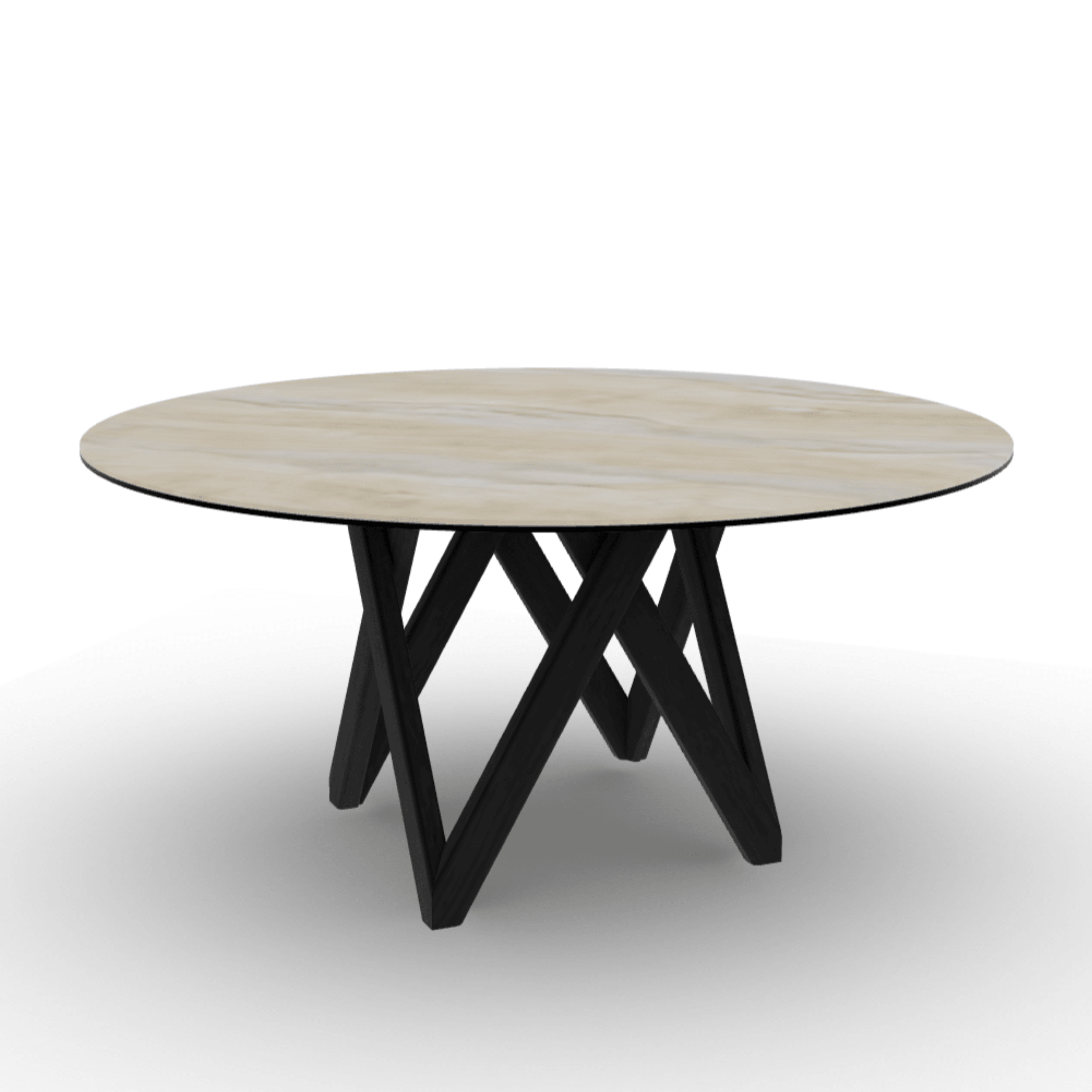 Stół okrągły CARTESIO piaskowy marmur Calligaris 160 cm czarne matowe drewno Eye on Design