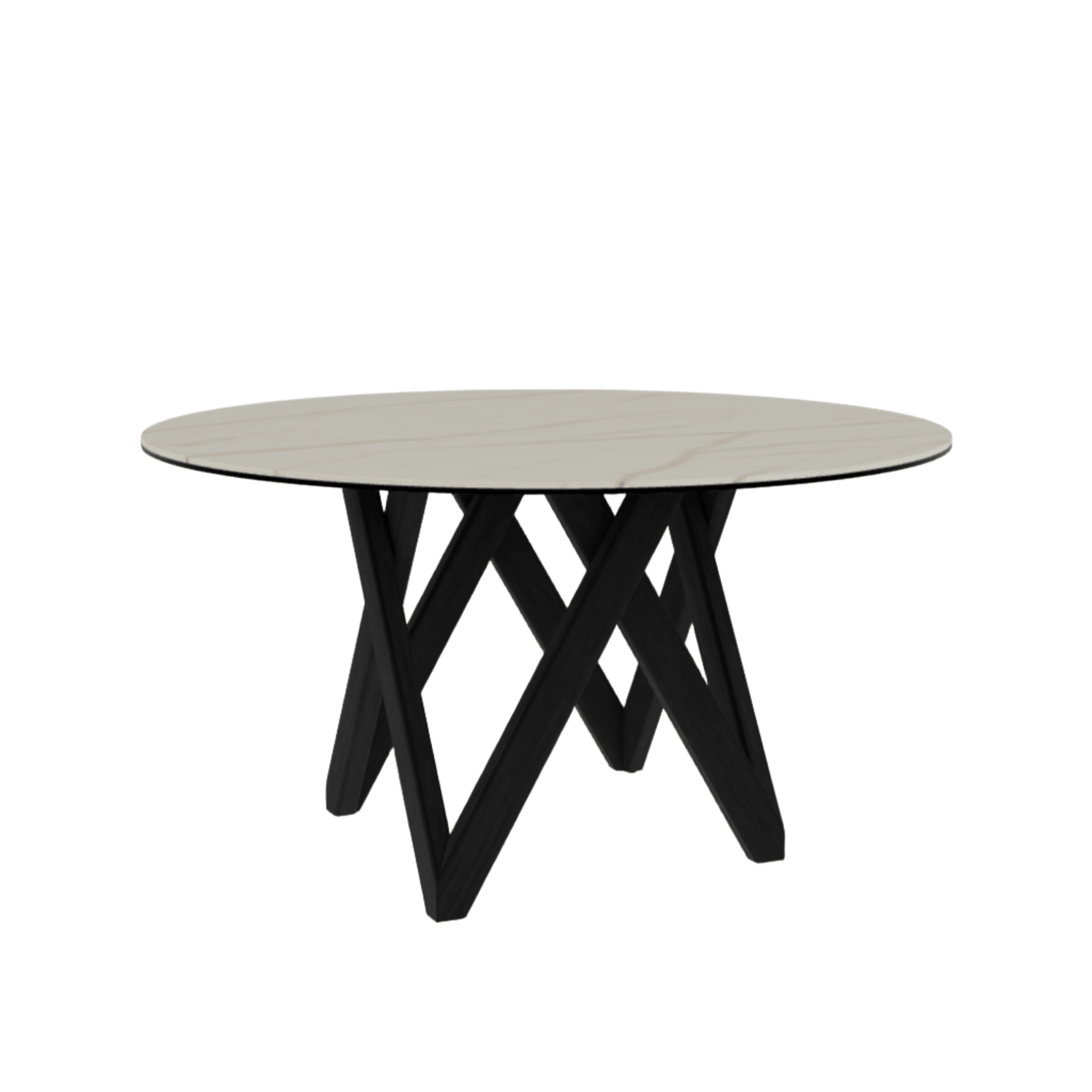 Stół okrągły CARTESIO złoty marmur Calligaris 140 cm czarne matowe drewno Eye on Design