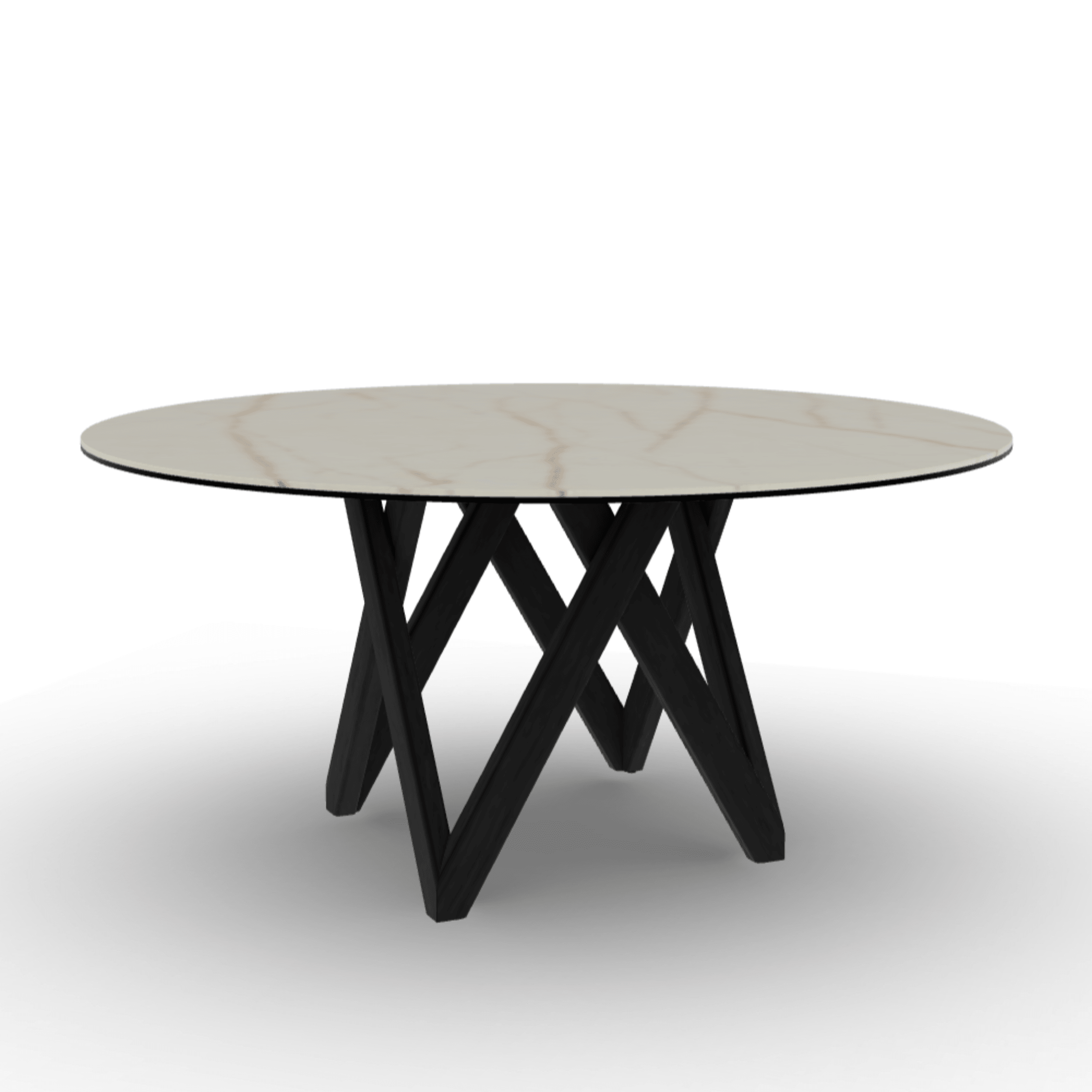 Stół okrągły CARTESIO złoty marmur Calligaris 160 cm czarne matowe drewno Eye on Design