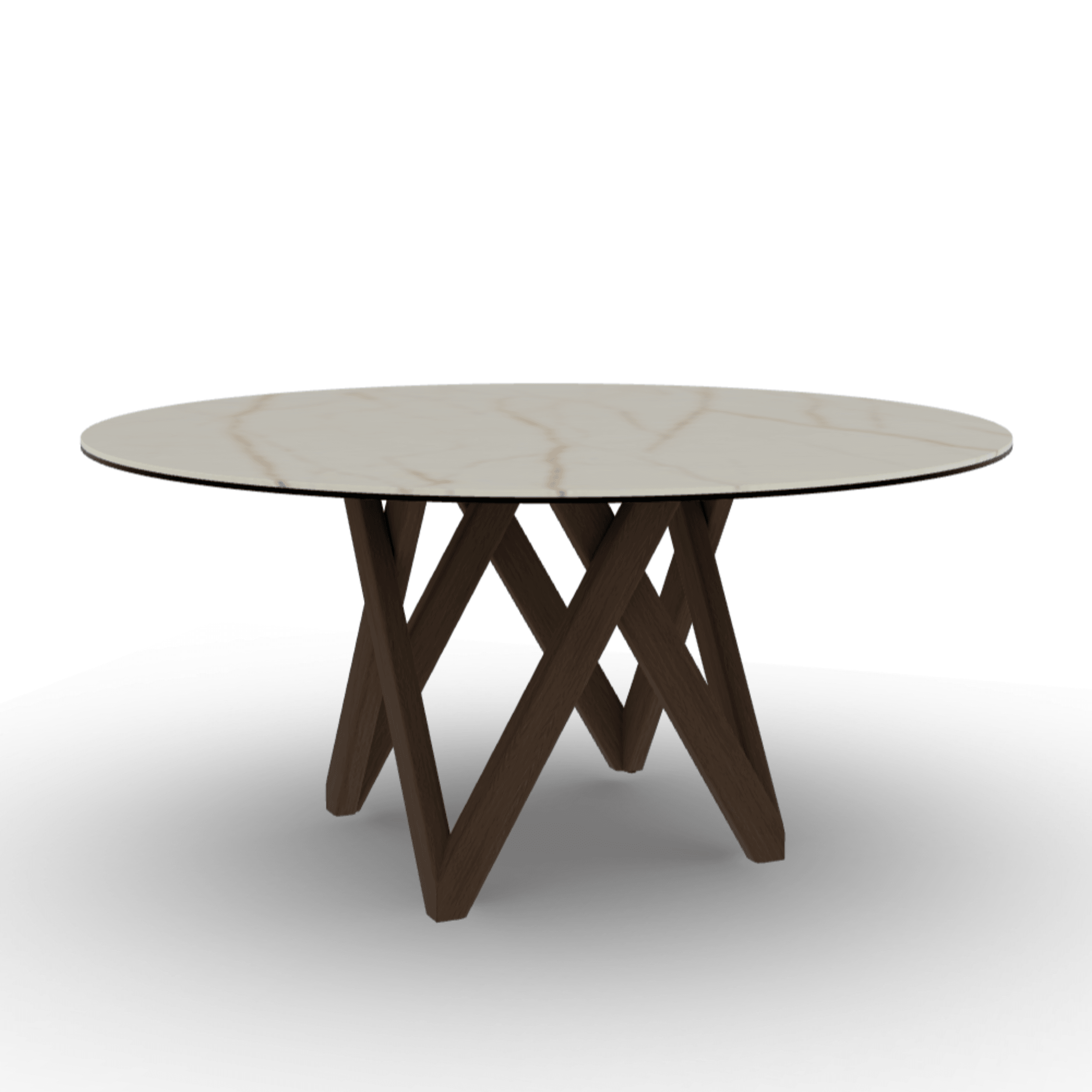 Stół okrągły CARTESIO złoty marmur Calligaris 160 cm ciemnobrązowe drewno Eye on Design