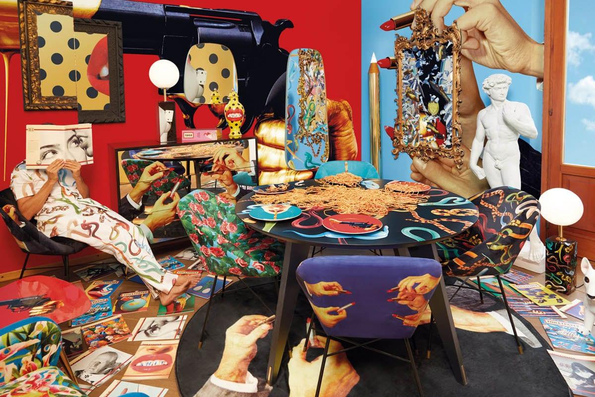 Stół okrągły LIPSTICKS czarny Seletti Eye on Design