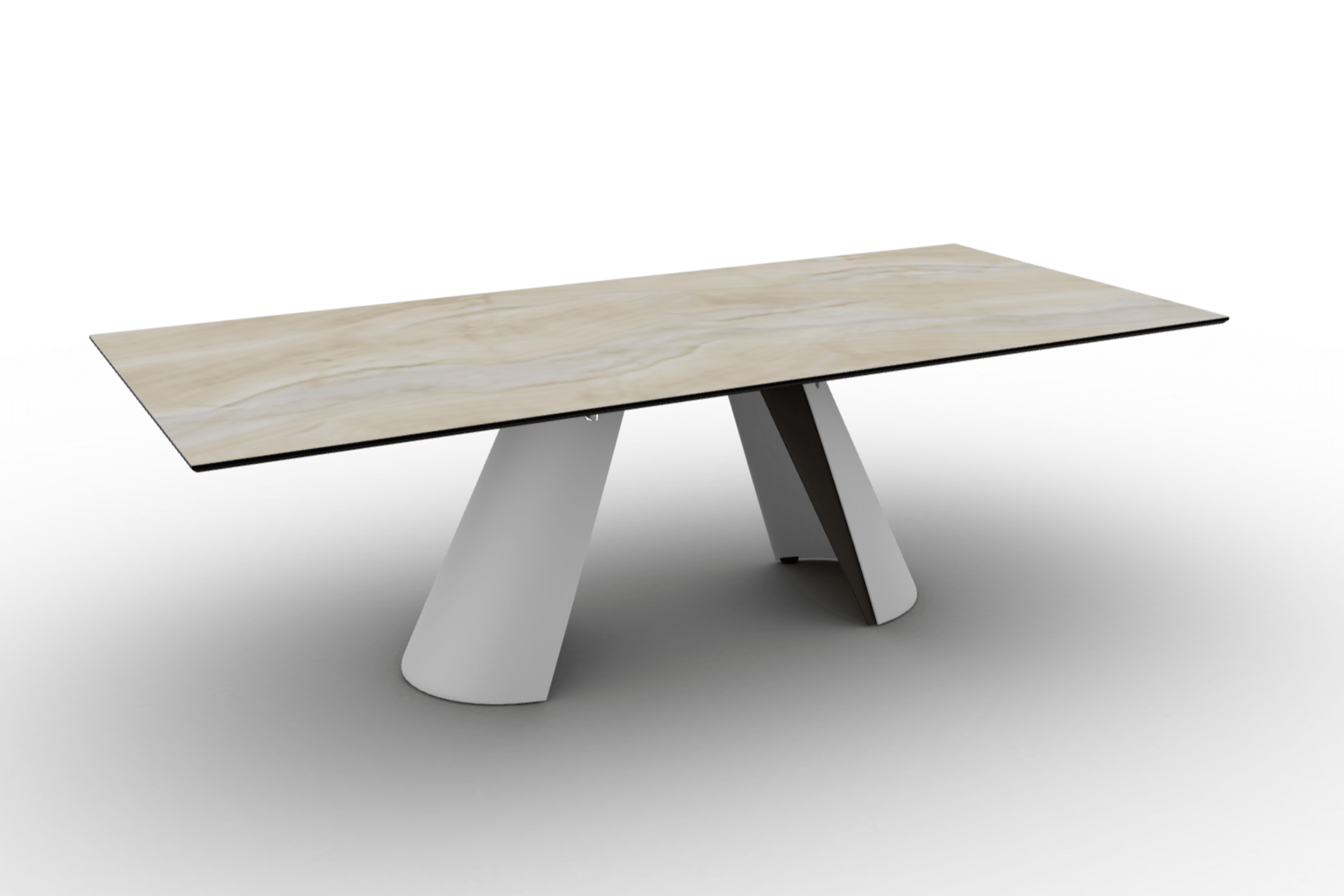 Stół prostokątny APIAN piaskowy marmur Calligaris matowa biel matowy brąz Eye on Design