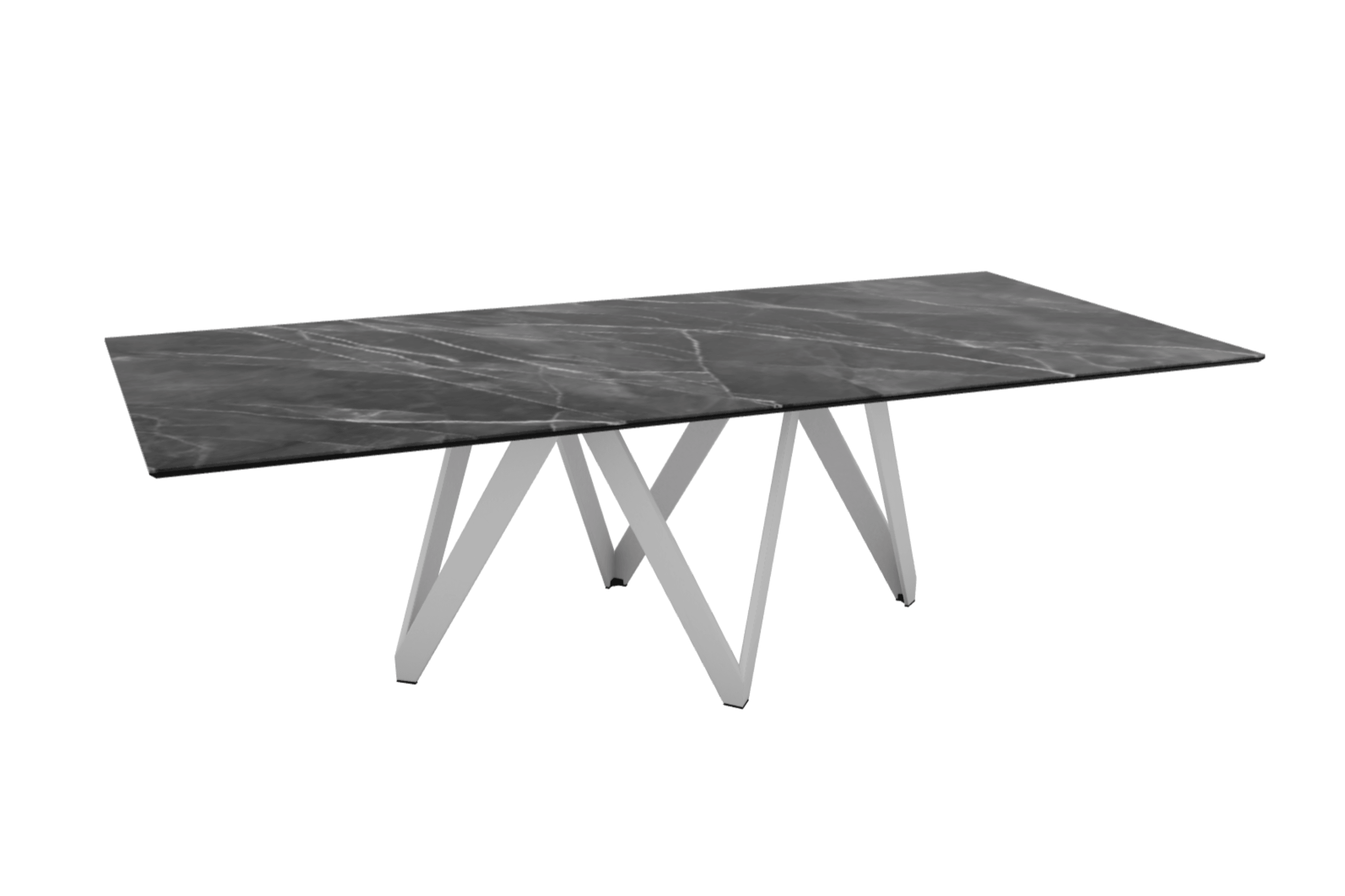 Stół prostokątny CARTESIO antracytowy marmur z metalową podstawą Calligaris 250 cm matowa biel Eye on Design