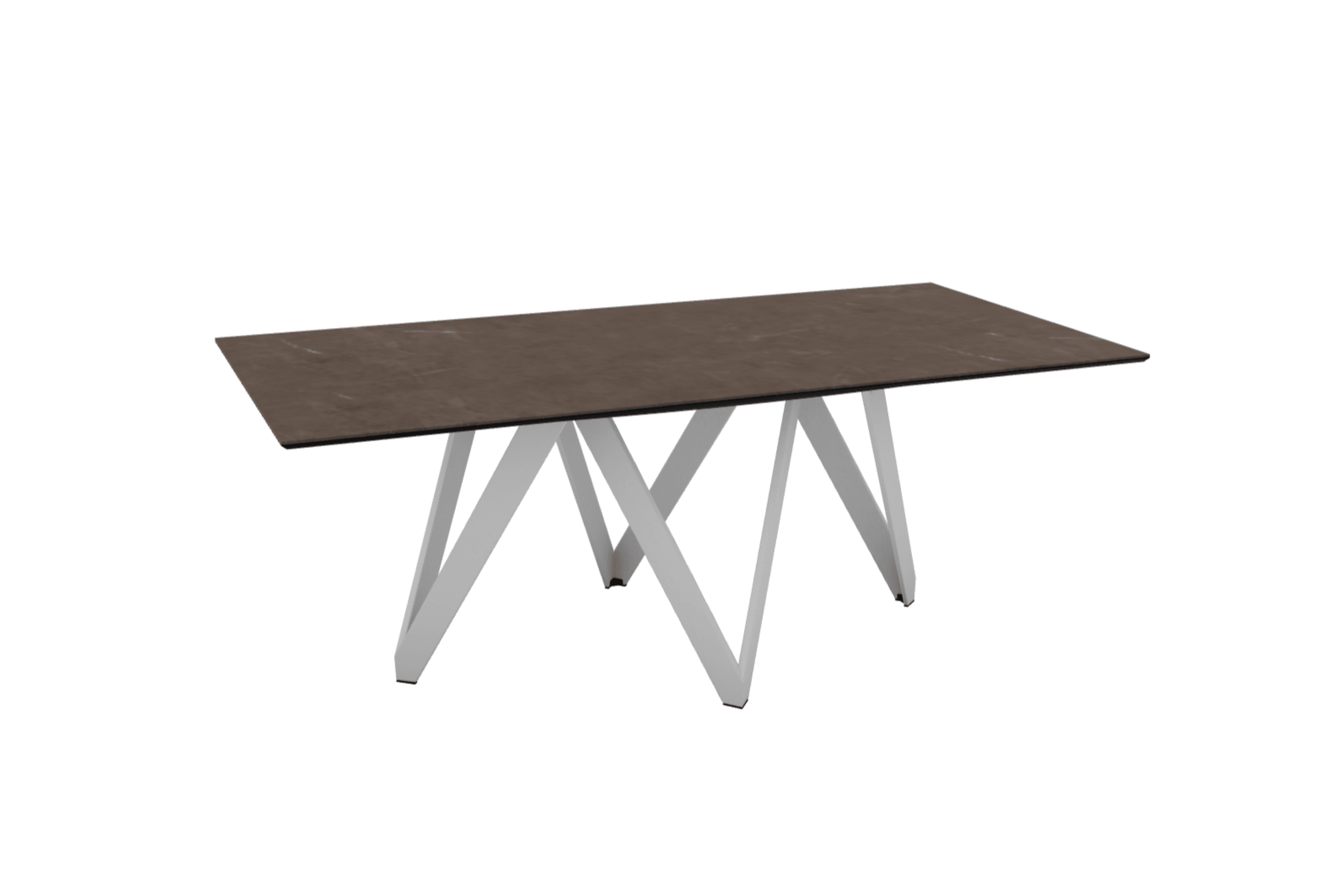 Stół prostokątny CARTESIO brązowa ceramika z metalową podstawą Calligaris 200 cm matowa biel Eye on Design
