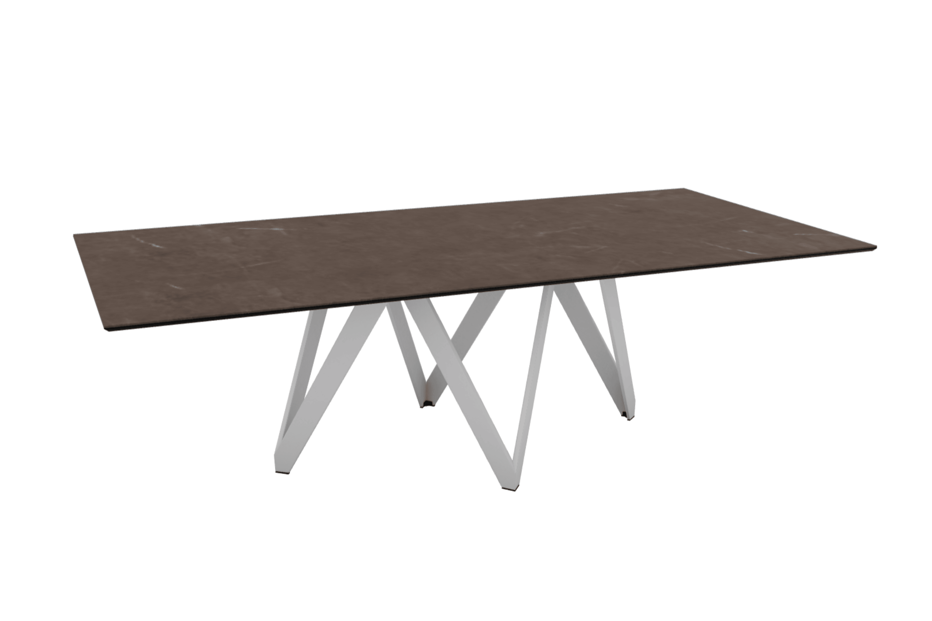 Stół prostokątny CARTESIO brązowa ceramika z metalową podstawą Calligaris 250 cm matowa biel Eye on Design