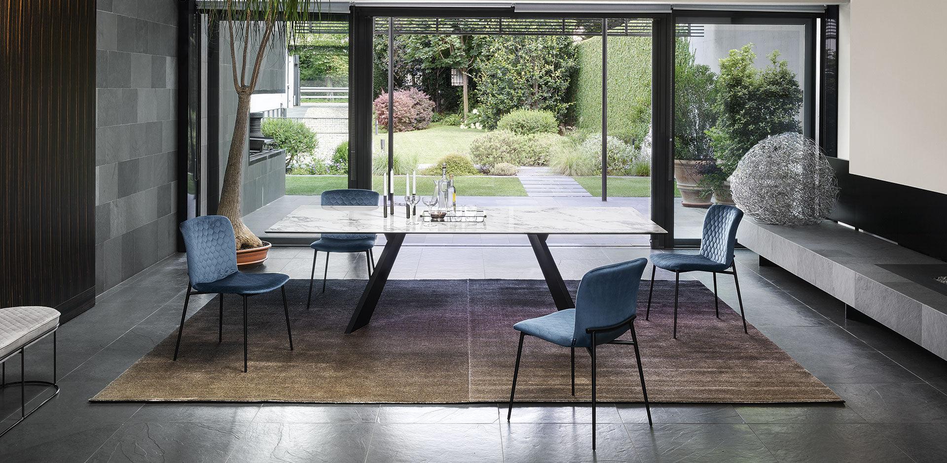 Stół prostokątny ICARO złoty marmur Calligaris Eye on Design