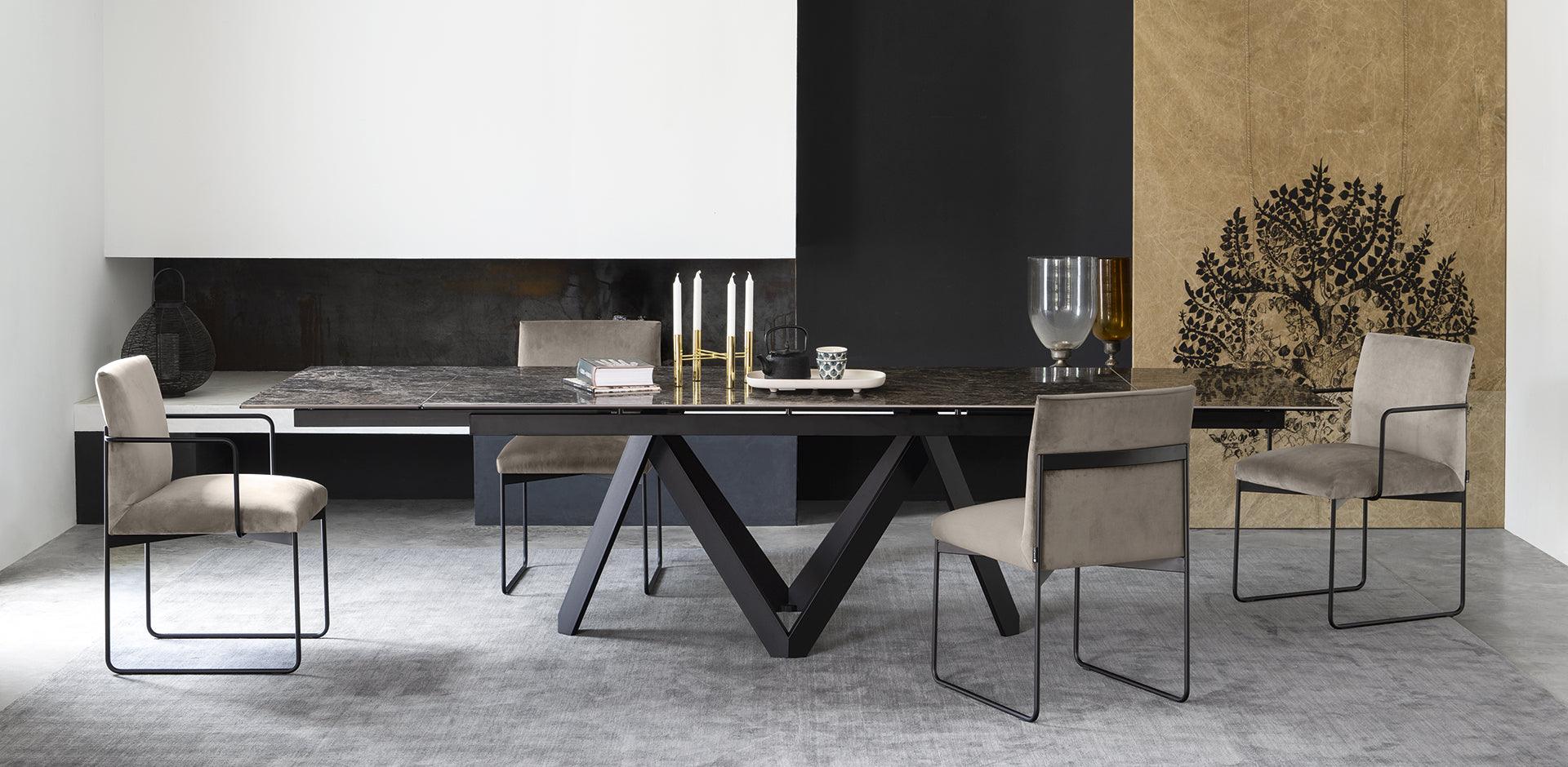Stół prostokątny rozkładany CARTESIO antracytowy marmur Calligaris Eye on Design
